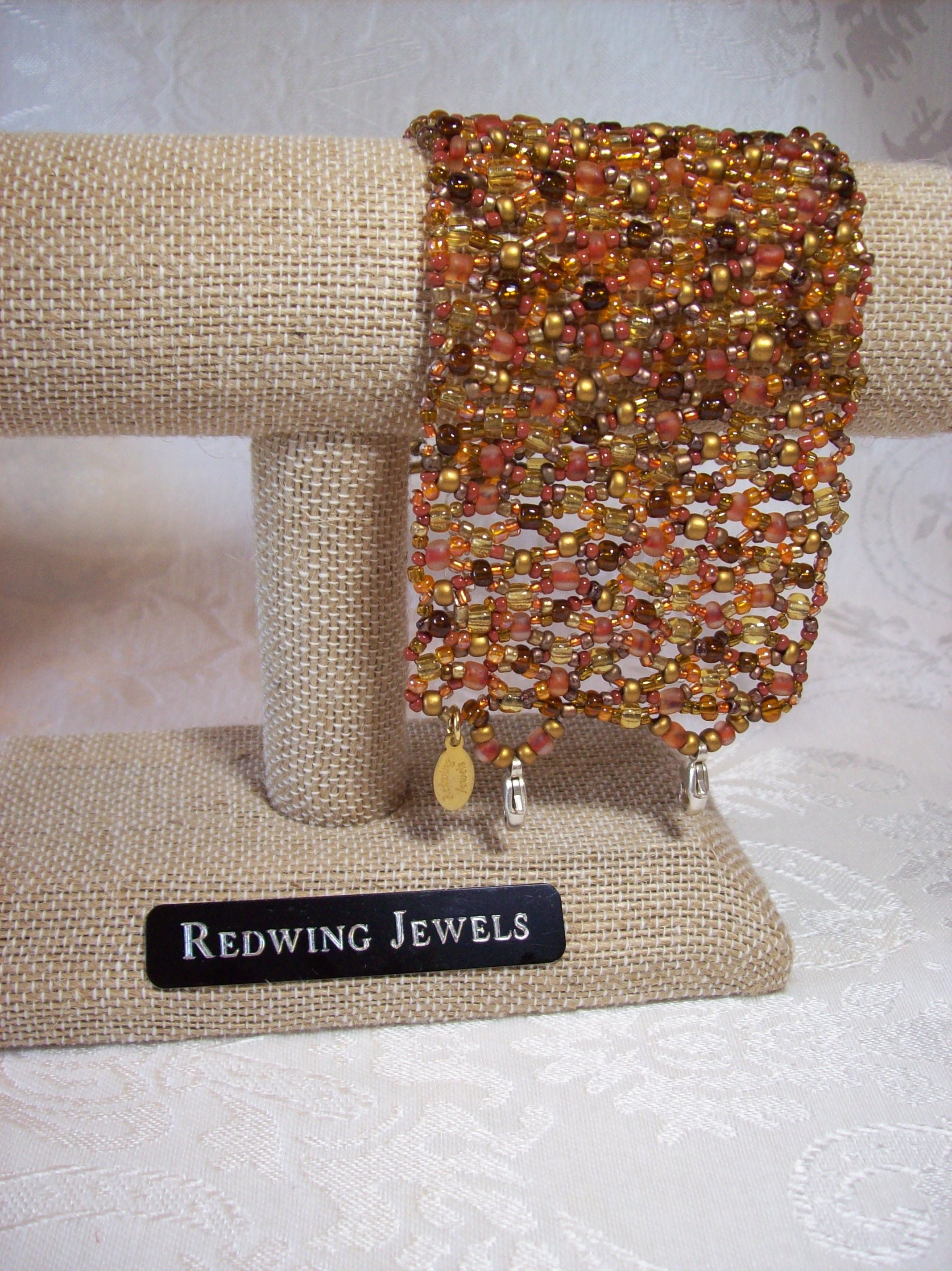 Fall colored glass Cuff Bracelet 