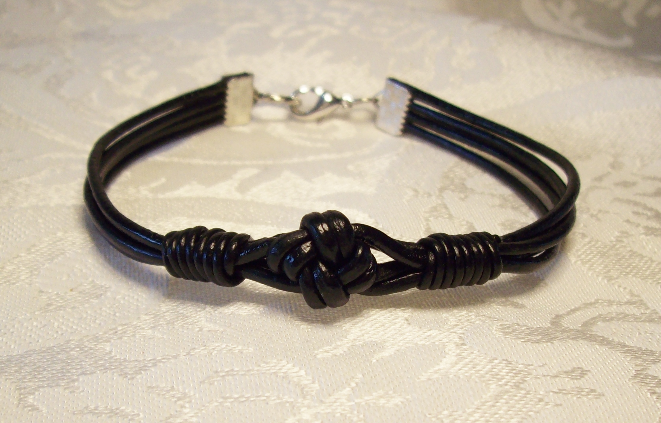 Black Leather Knotted Bracelet 