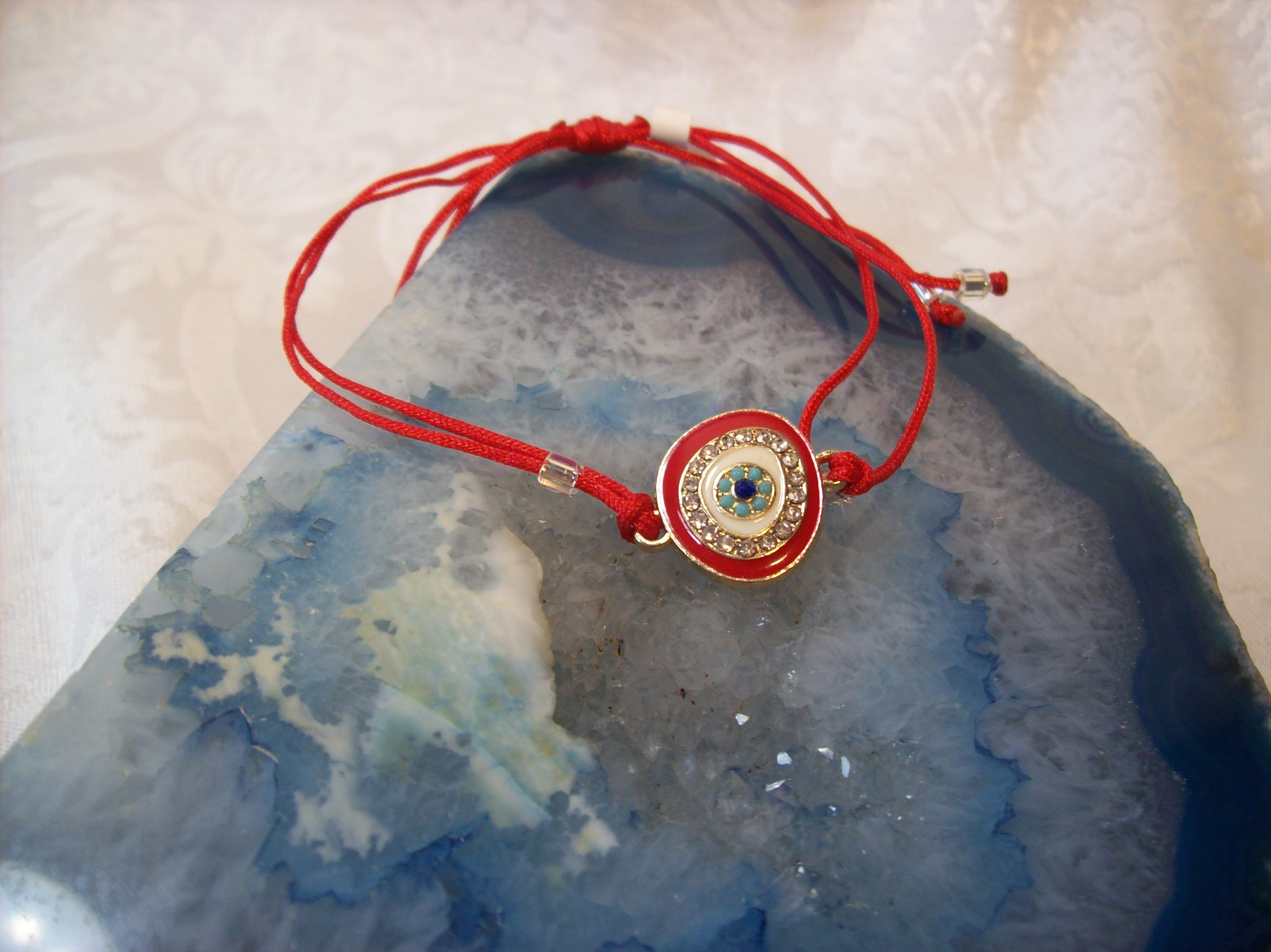 Red All Knowing Eye on Satin cord Bracelet 