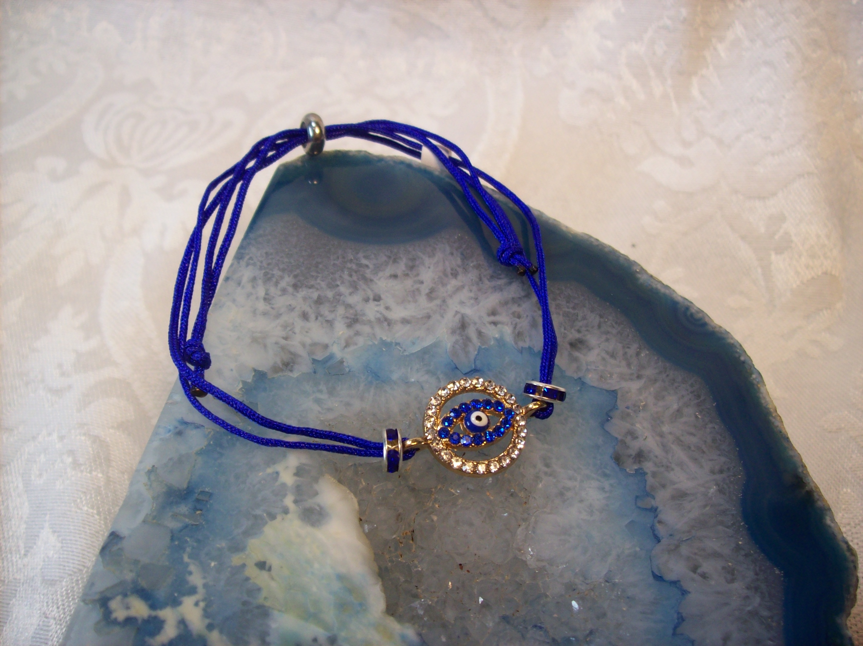 Blue All Knowing Eye on Satin Cord Bracelet 