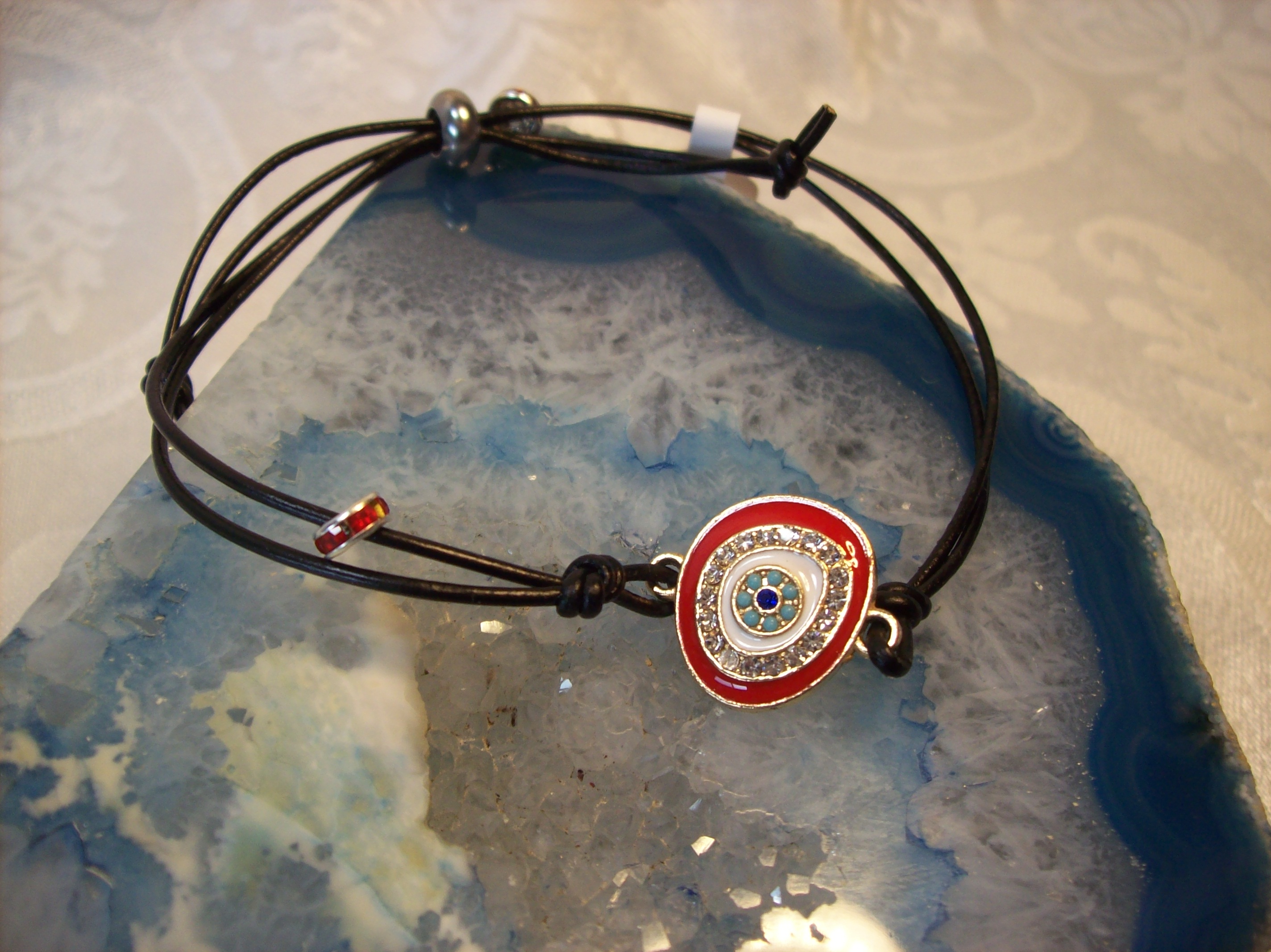 Red All Knowing Eye Leather Bracelet