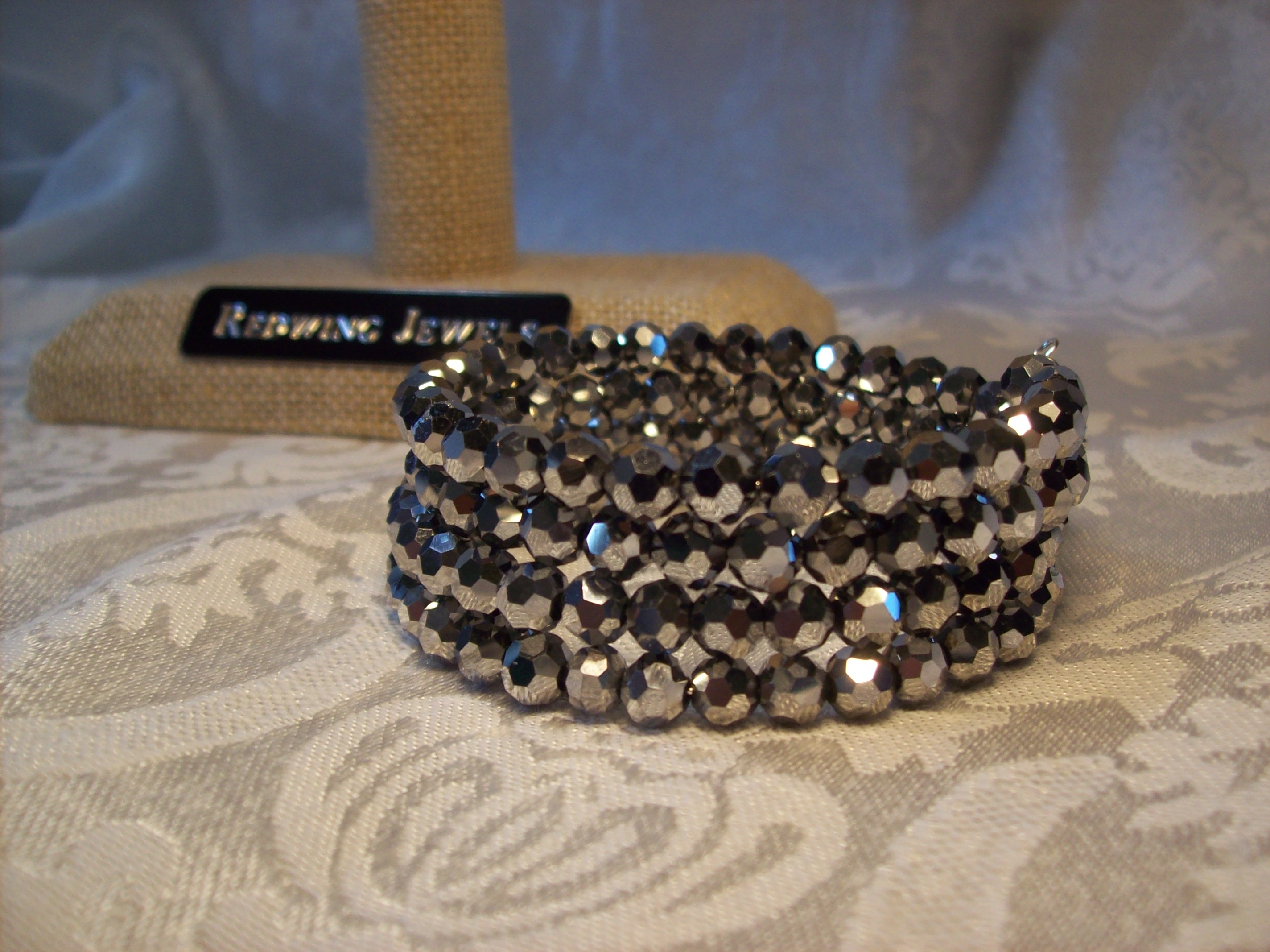 Silver Crystal Memory Wire Bracelet 