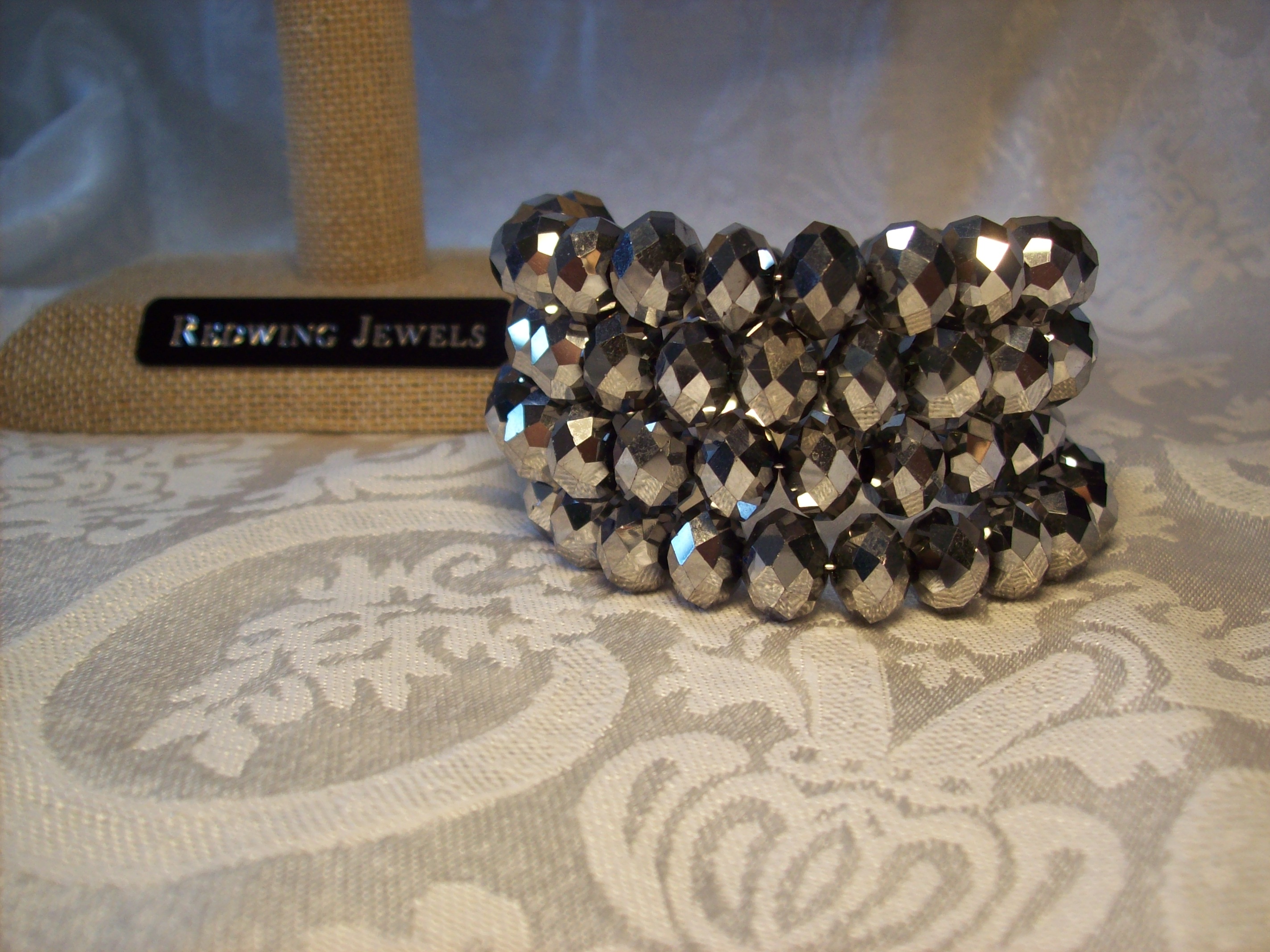 Silver Crystal Memory Wire Bracelet 