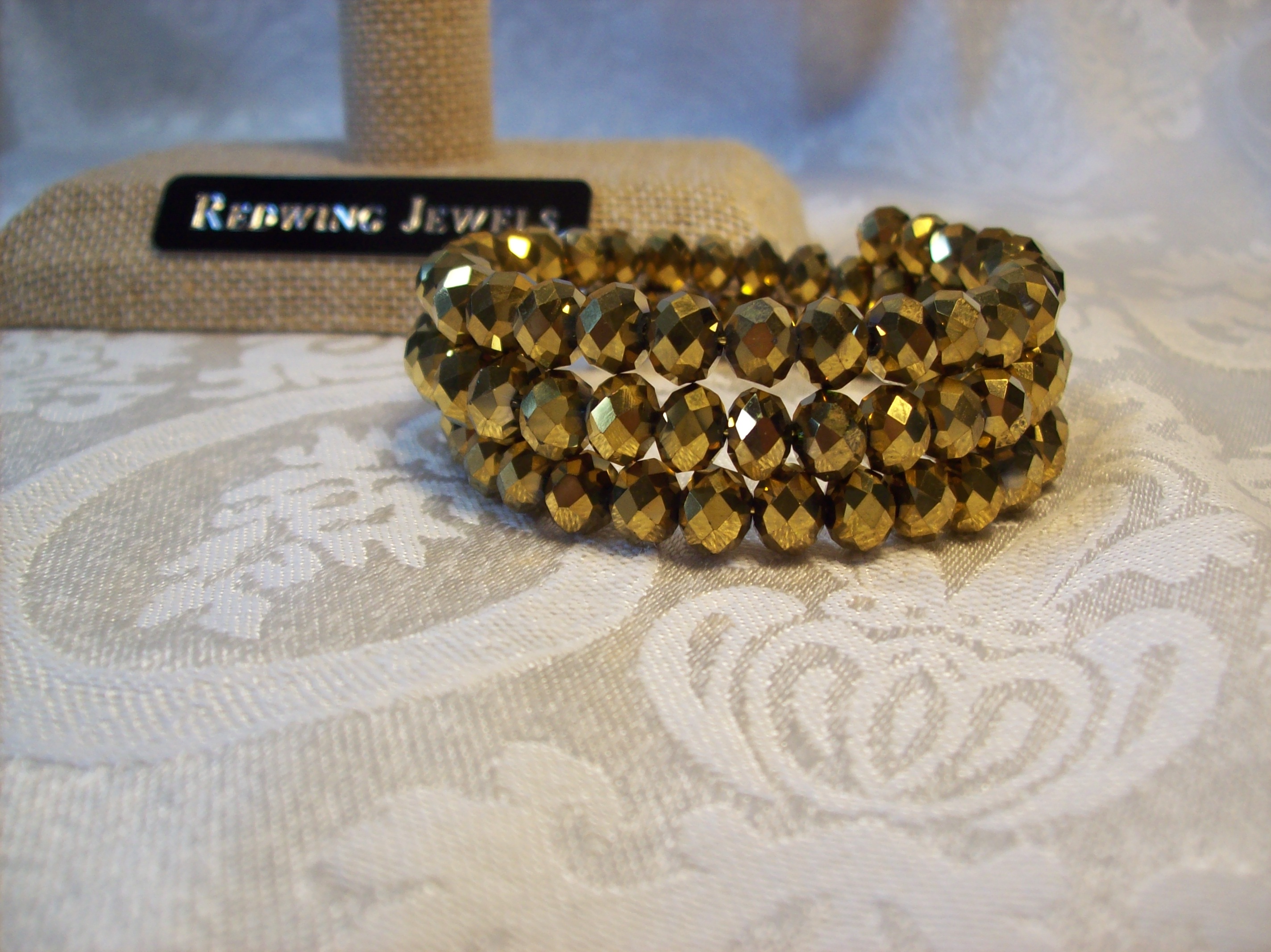 Gold Crystal Memory Wire Bracelet 
