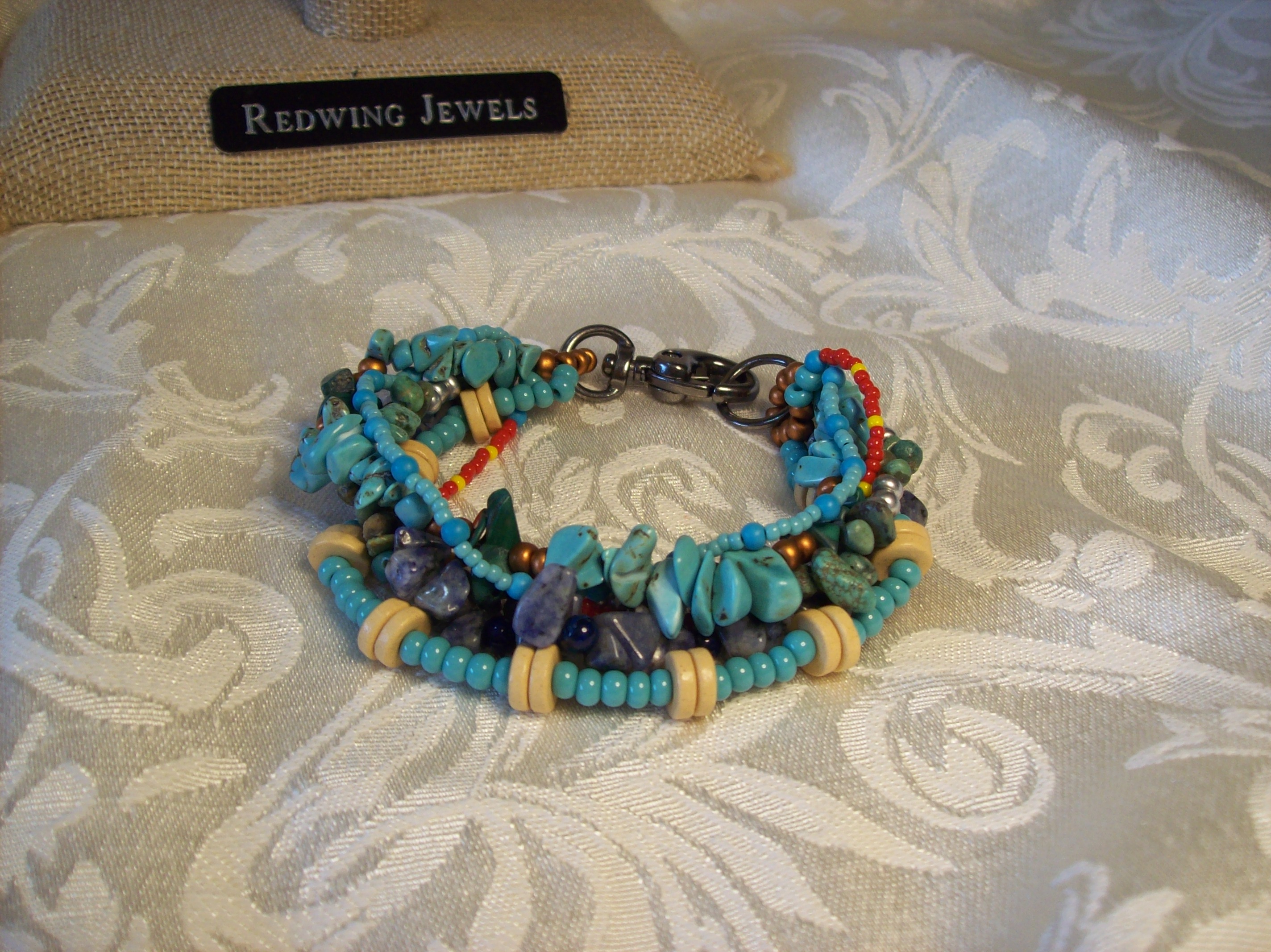 Turquoise, Malachite, Dumortierite, Bracelet 