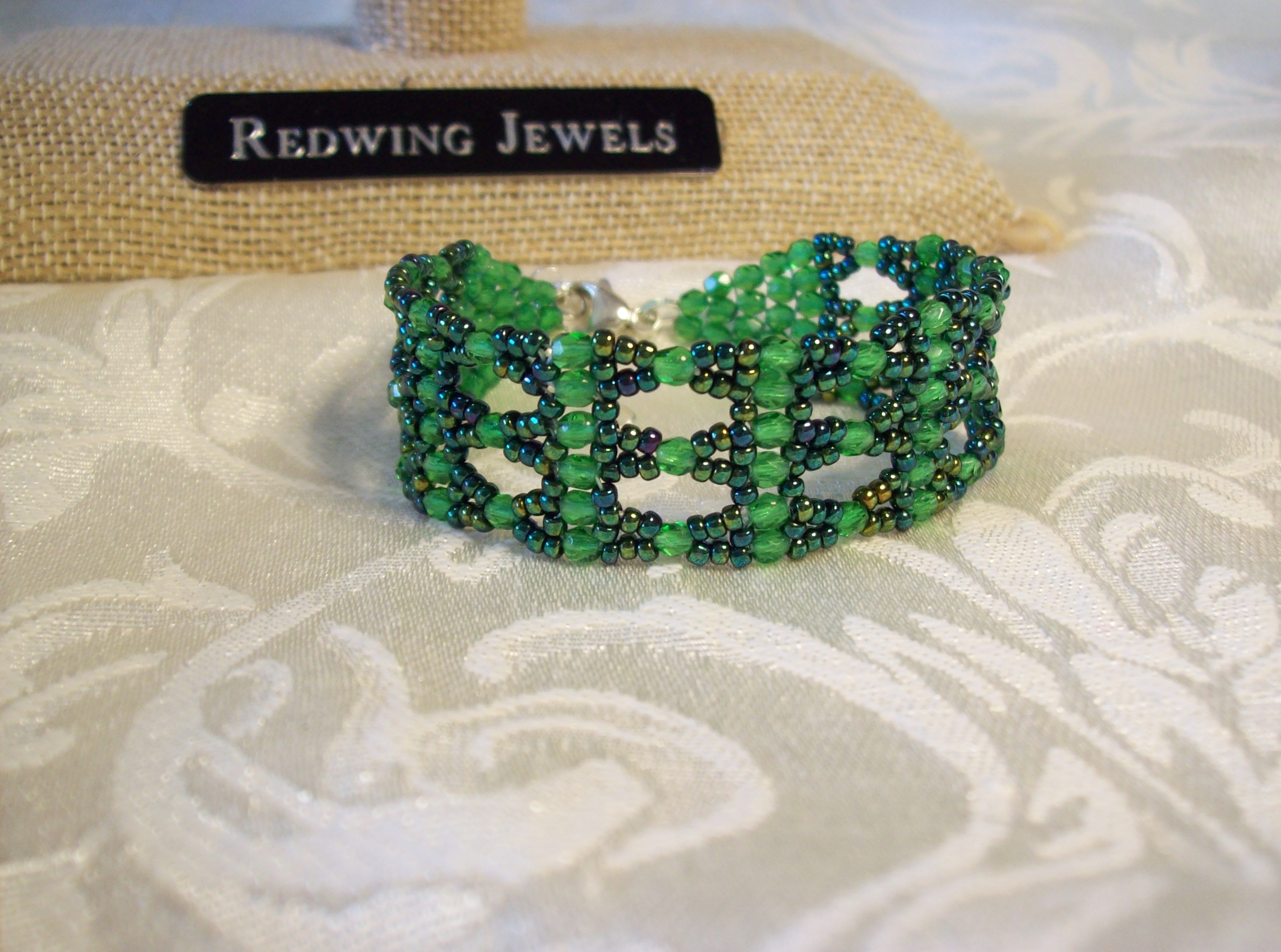 Green Faceted Czech glass Bracelet 