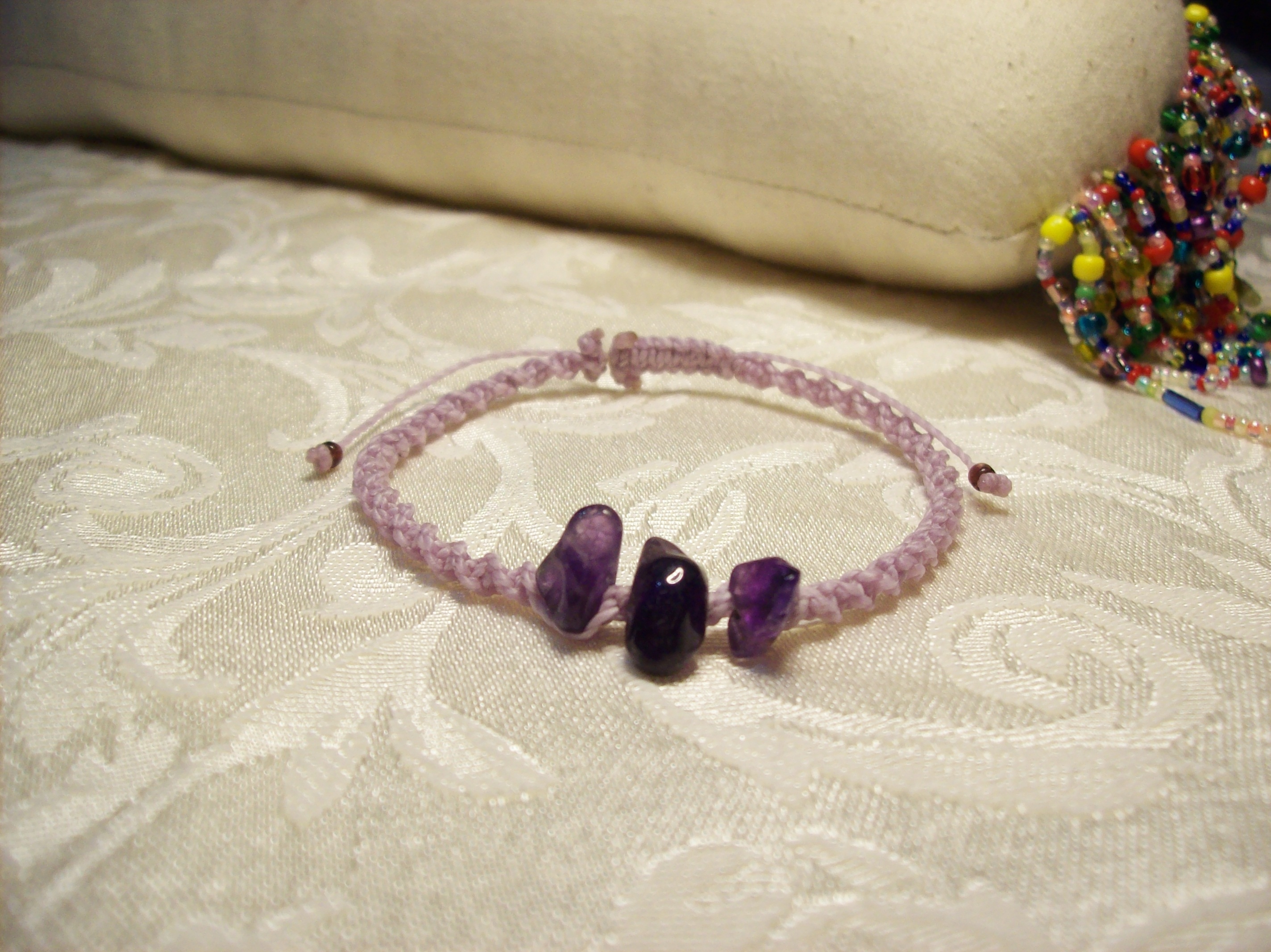 3 Nugget Amethyst Macramé Bracelet