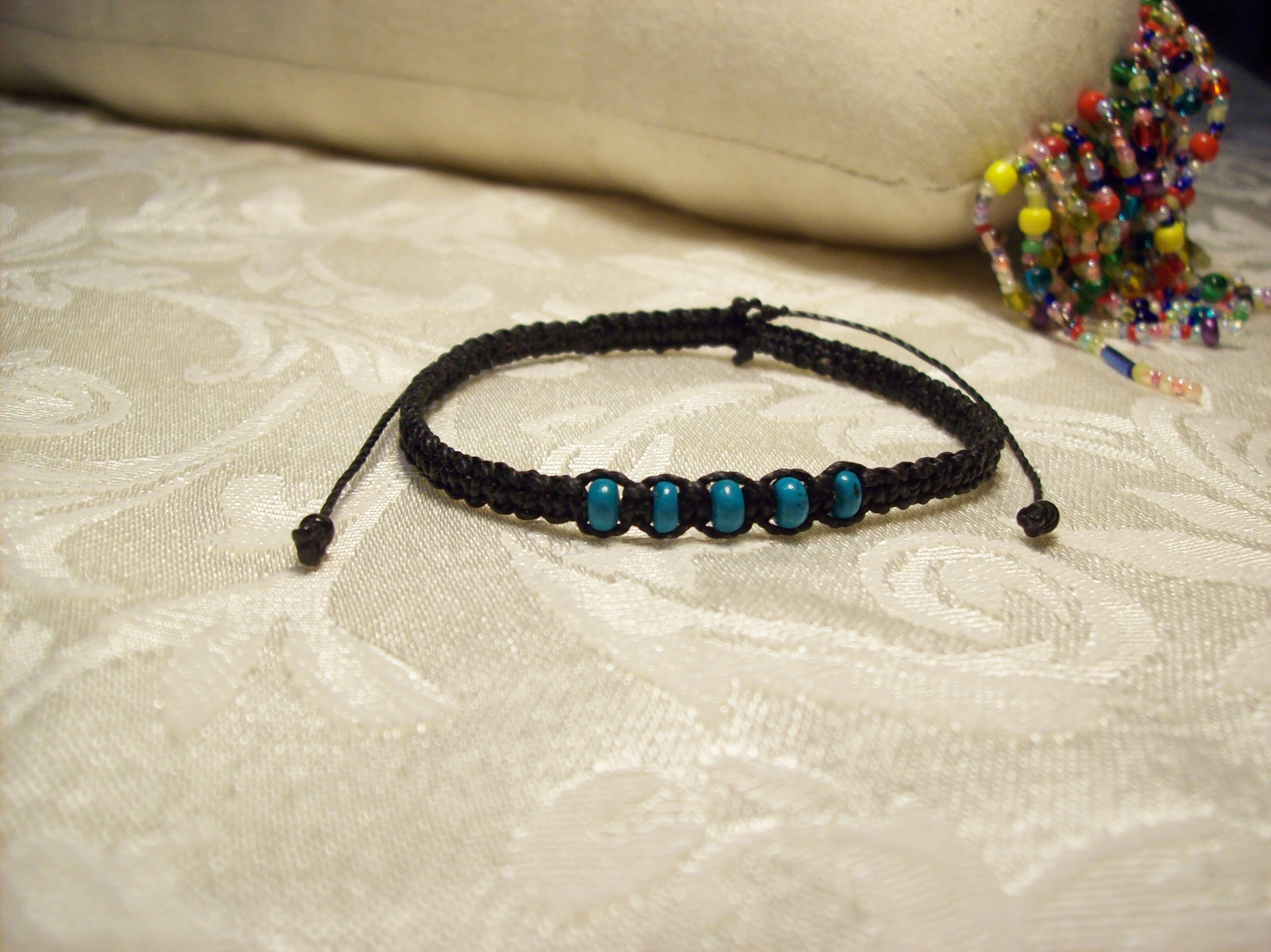 5 Heishi cut Turquoise beaded Macramé Bracelet 