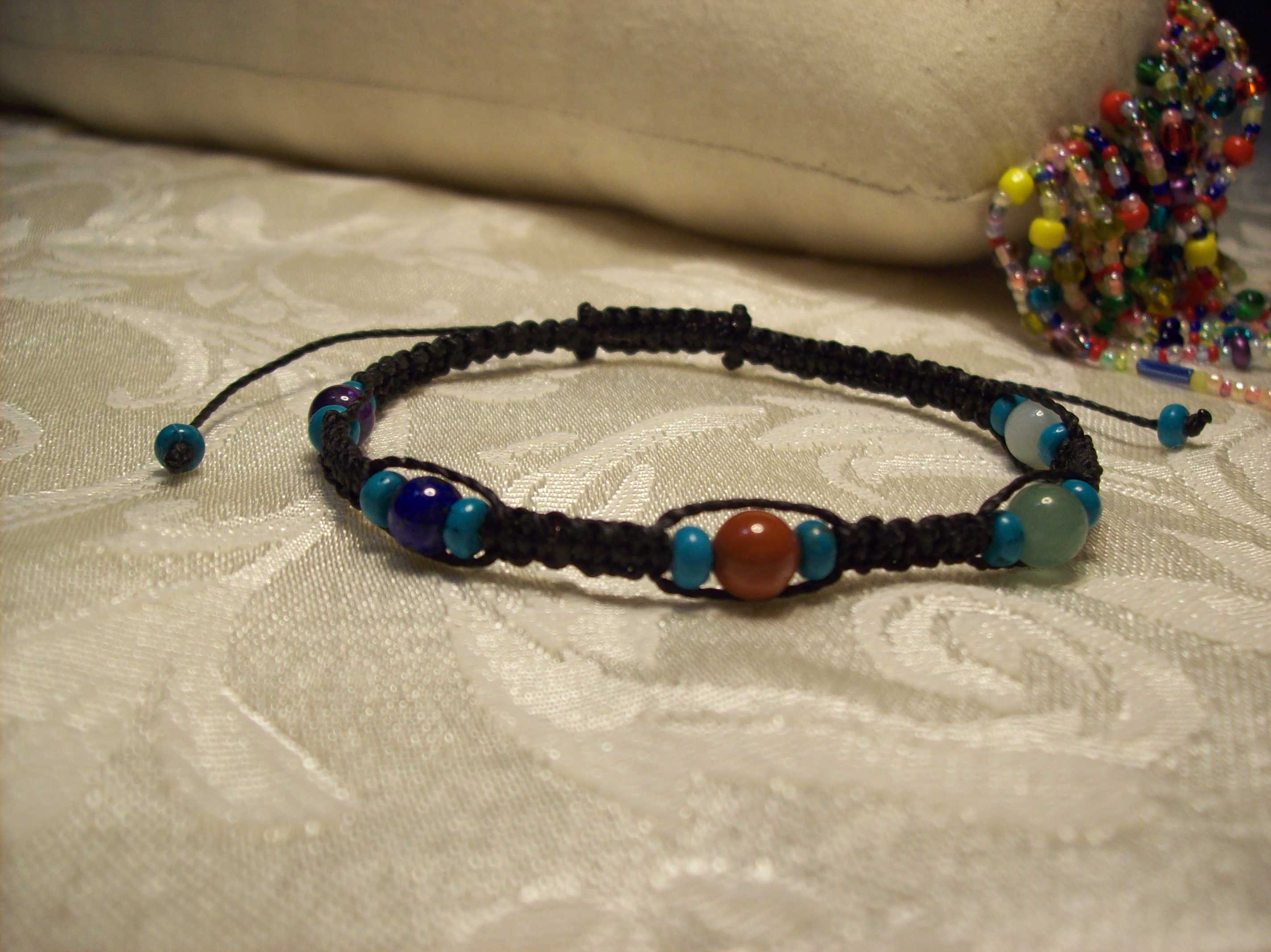  6 mm Semi Precious Chakra Macramé Bracelet