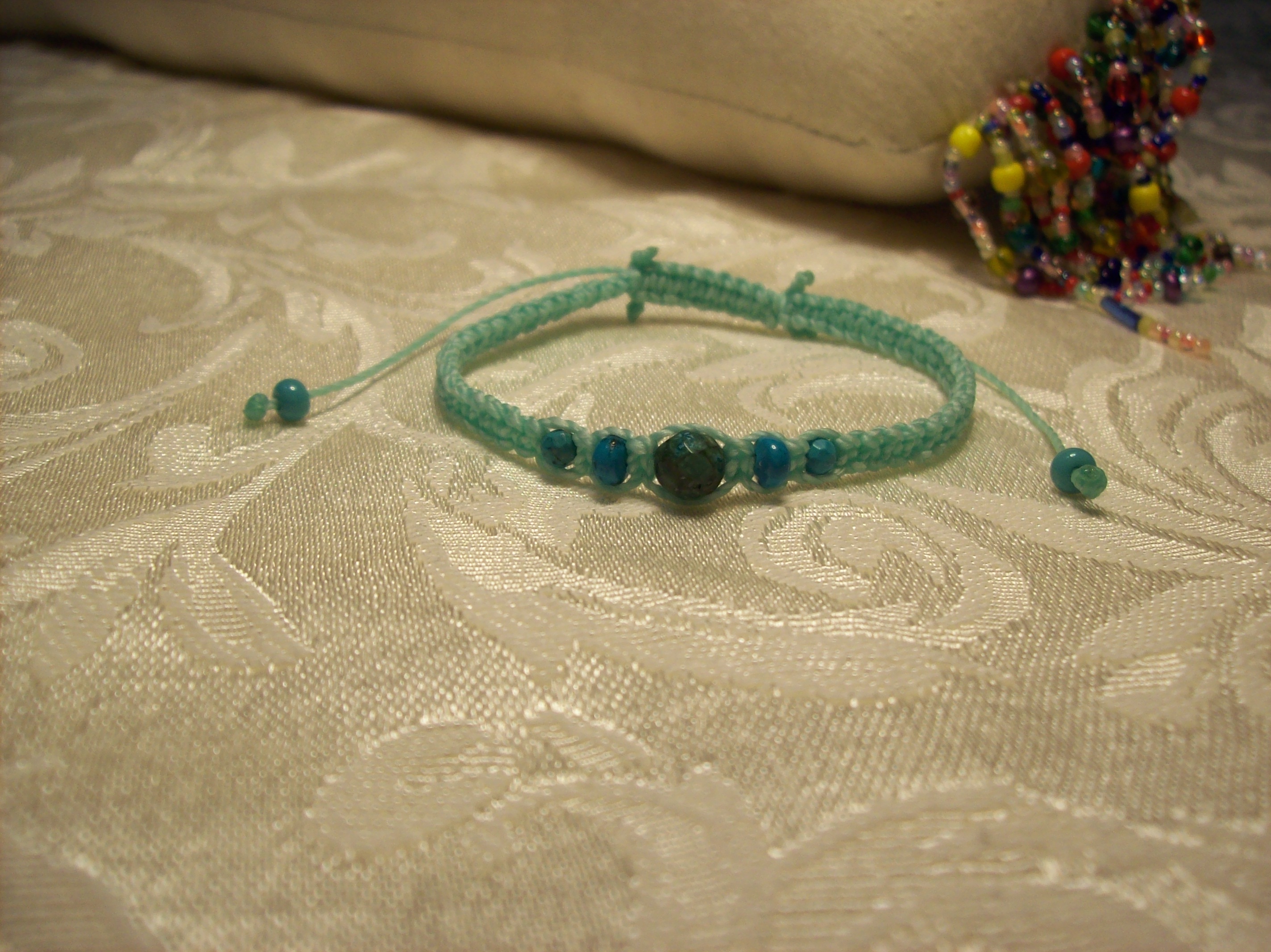 5 beaded Turquoise Macramé Bracelet 