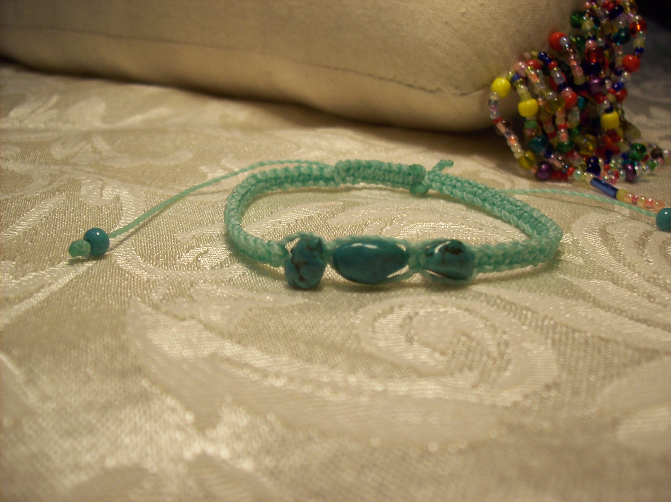 3 Nugget Turquoise Macramé Bracelet