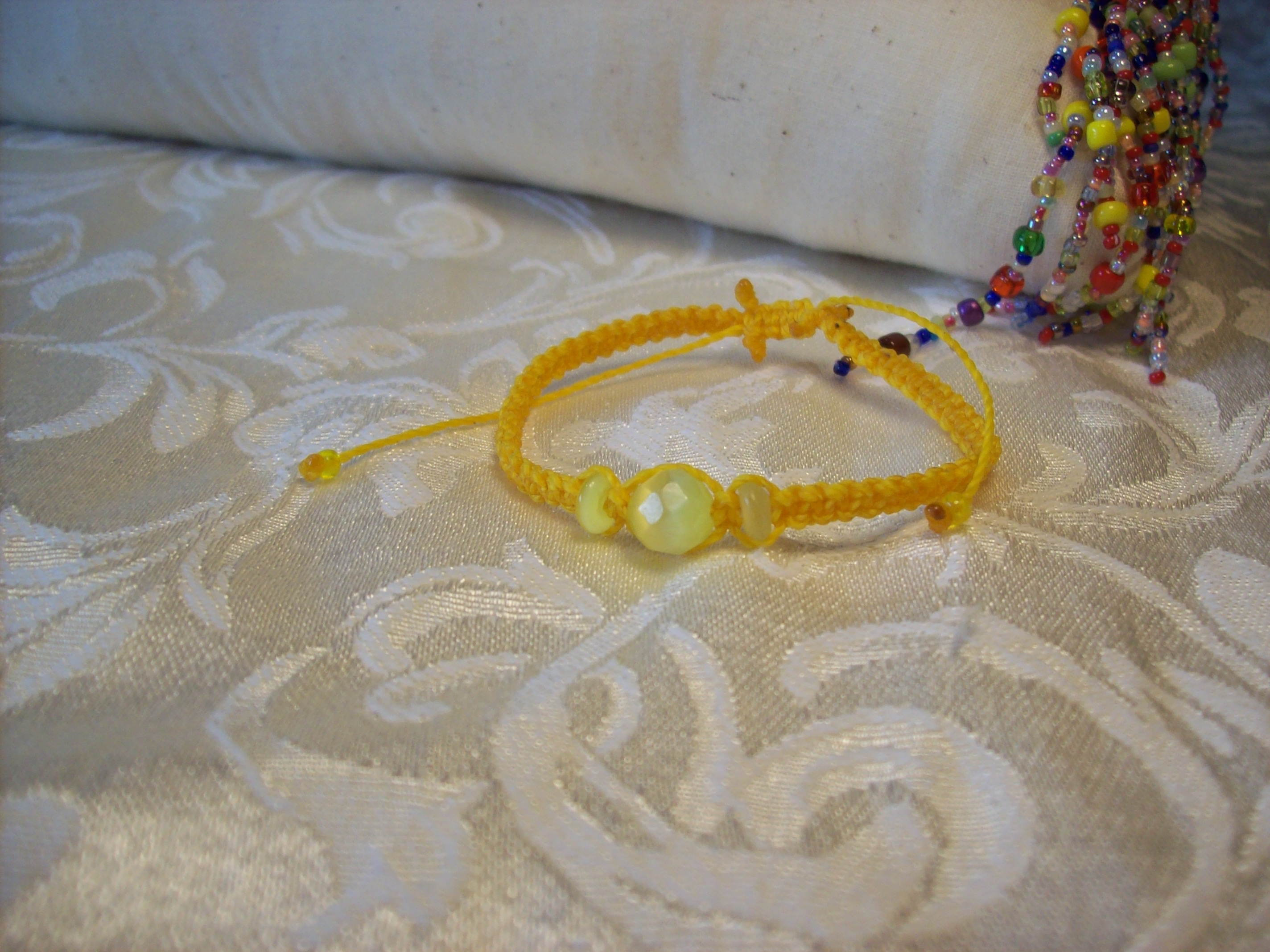 Yellow Fiber Optic Macramé Bracelet