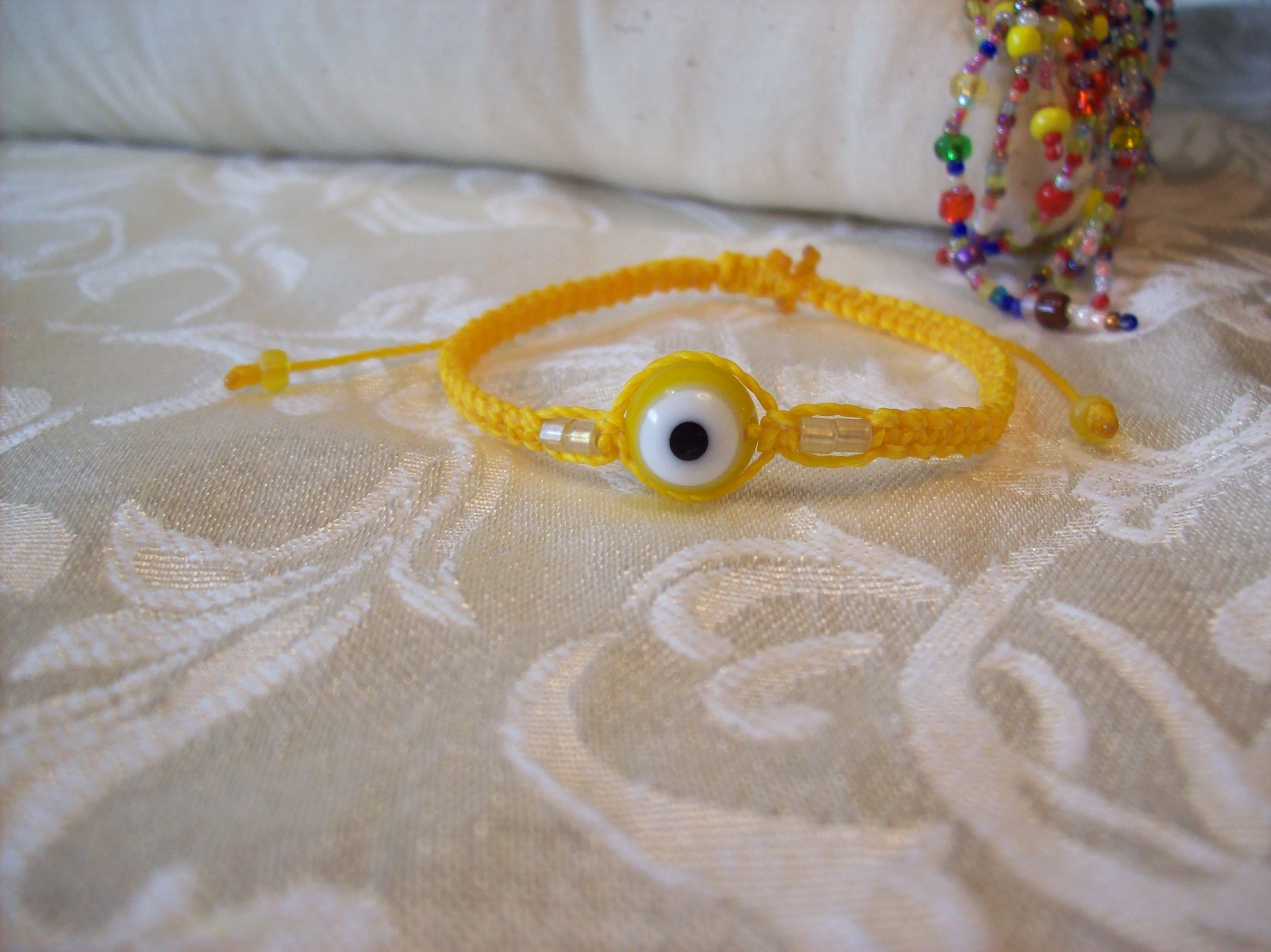 Yellow Protective Eye Macramé Bracelet 