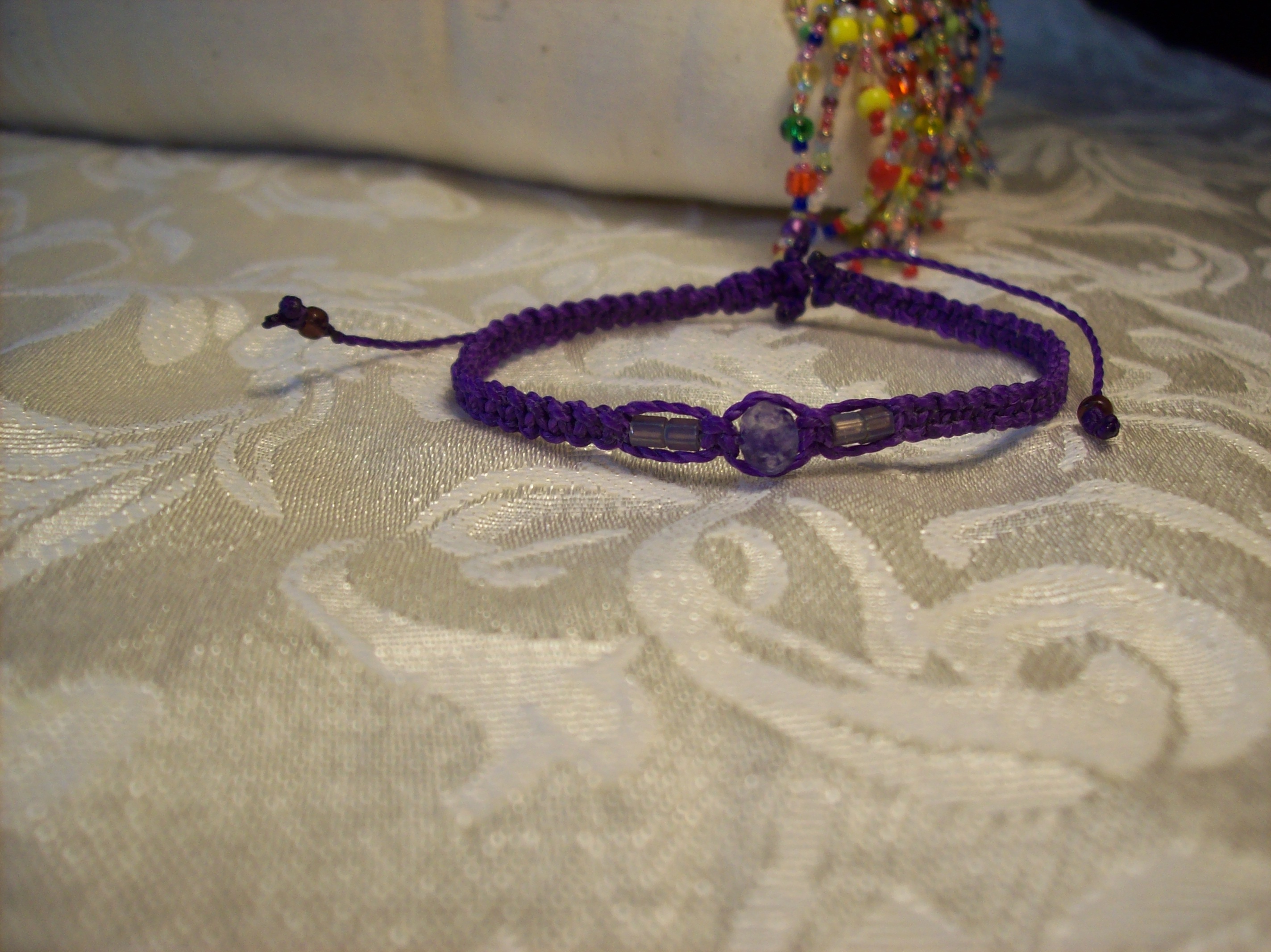 Purple Crystal Macramé Bracelet