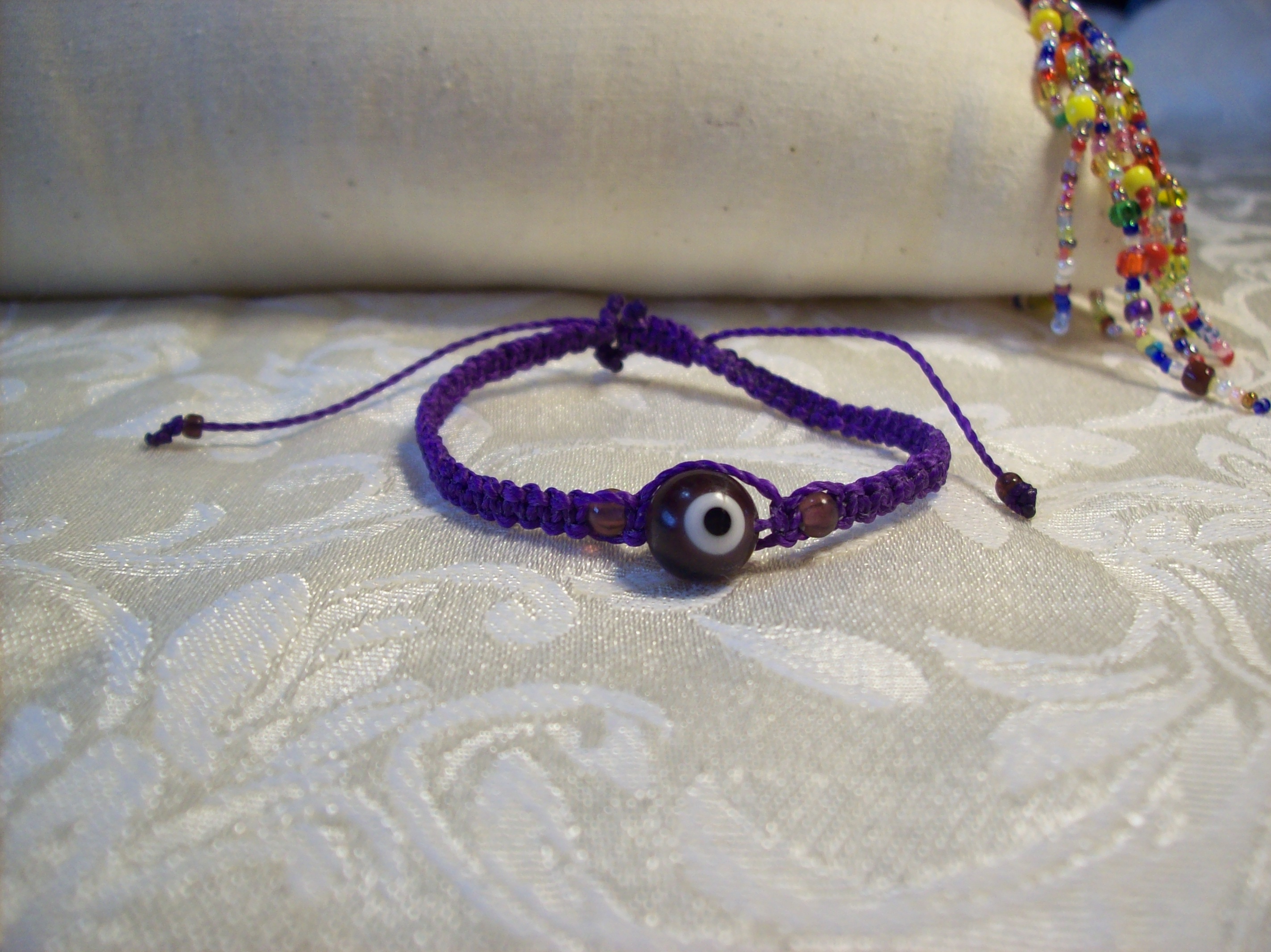 Purple Protective Eye Macramé Bracelet
