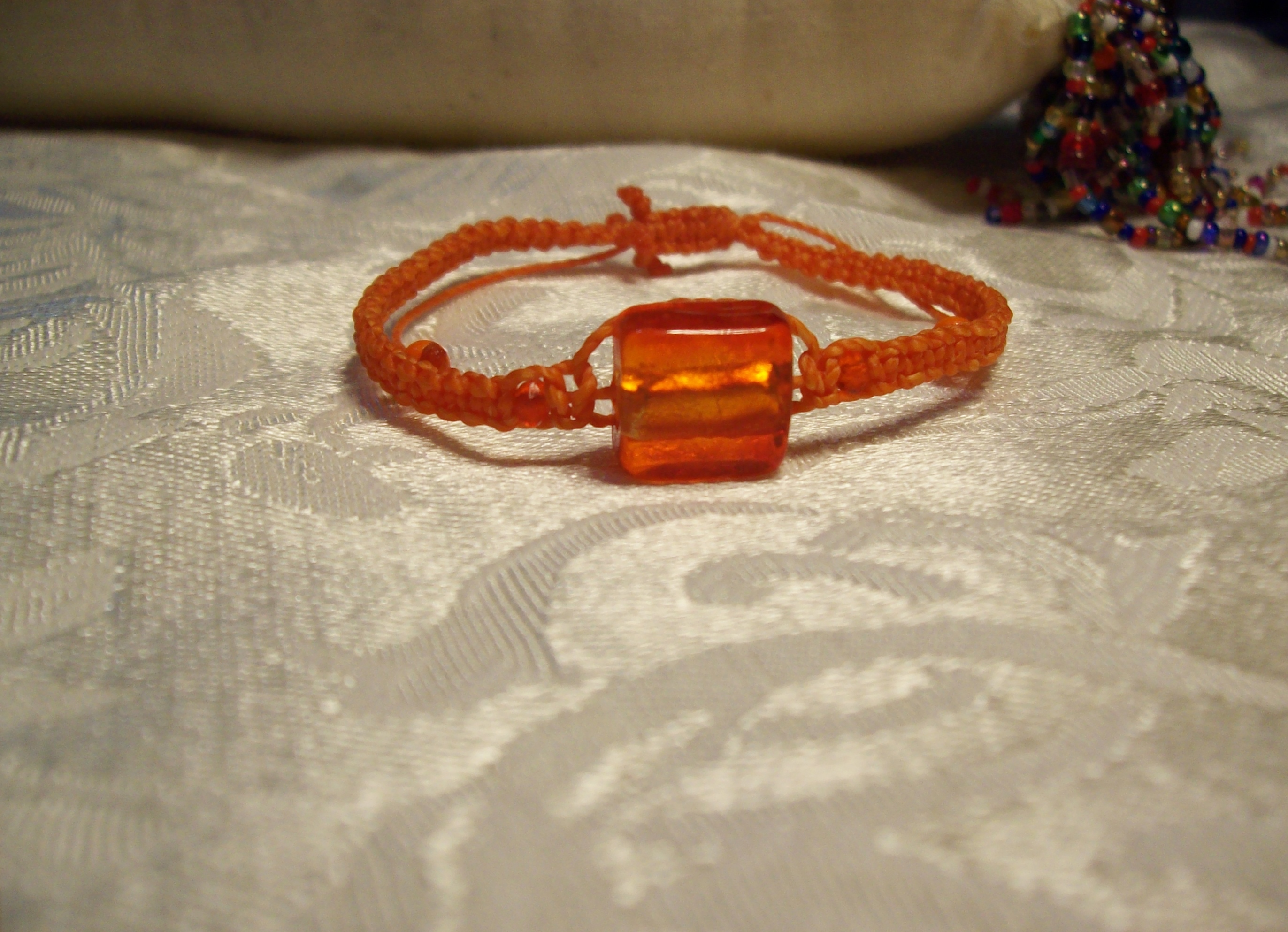 Orange Lampwork Macramé Bracelet 