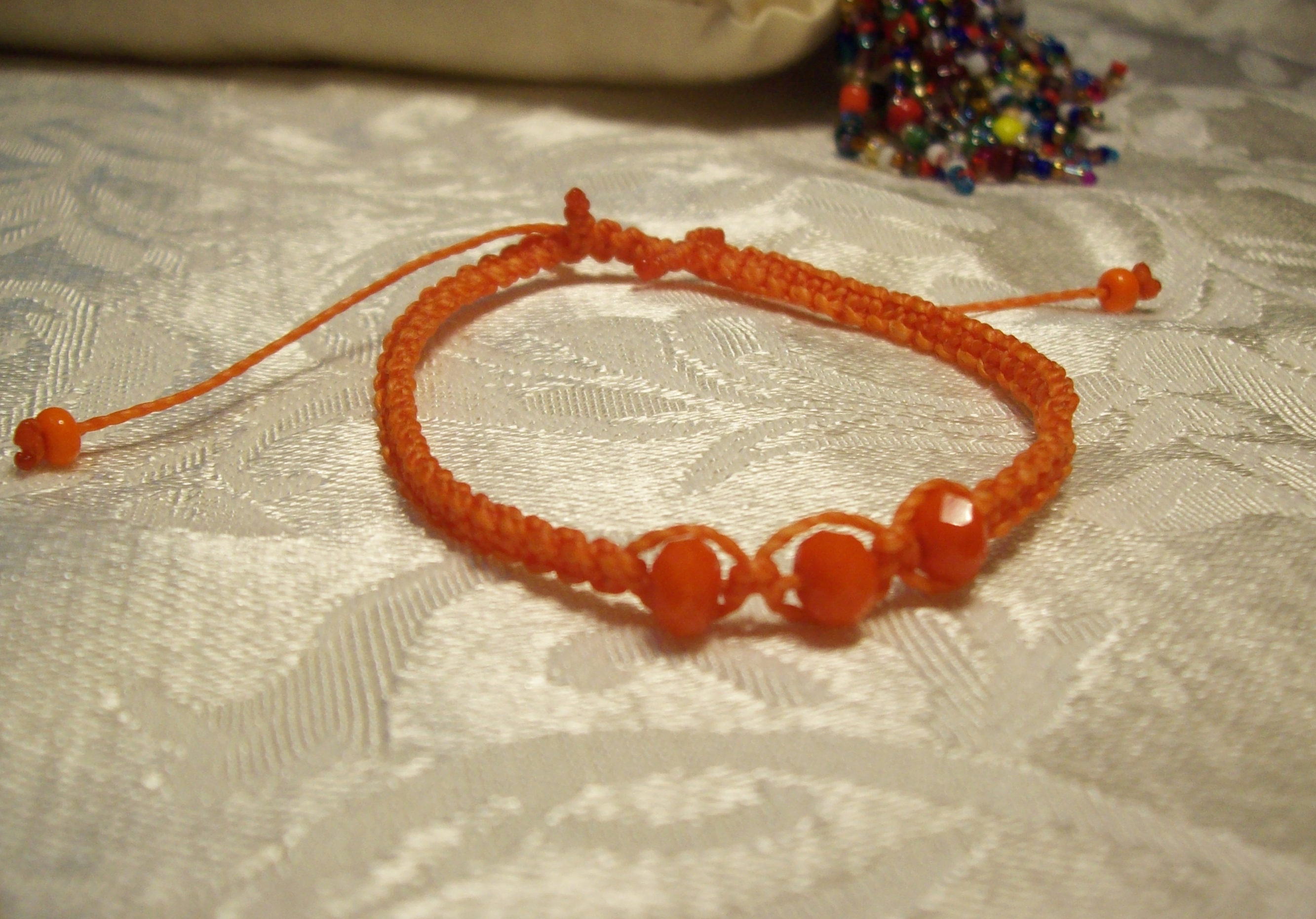 Orange Crystal Macramé Bracelet  