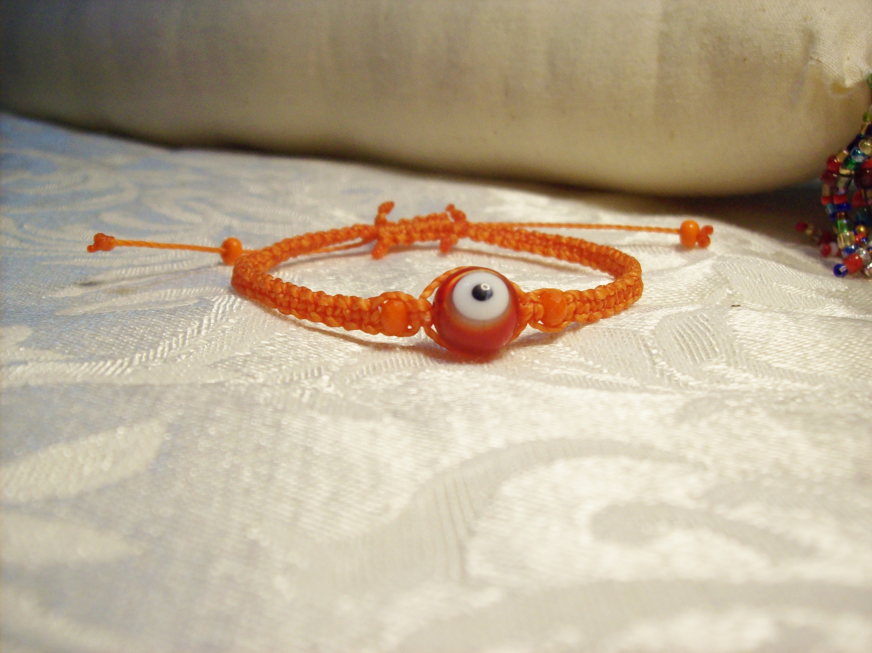 Orange Protective Eye Macramé Bracelet