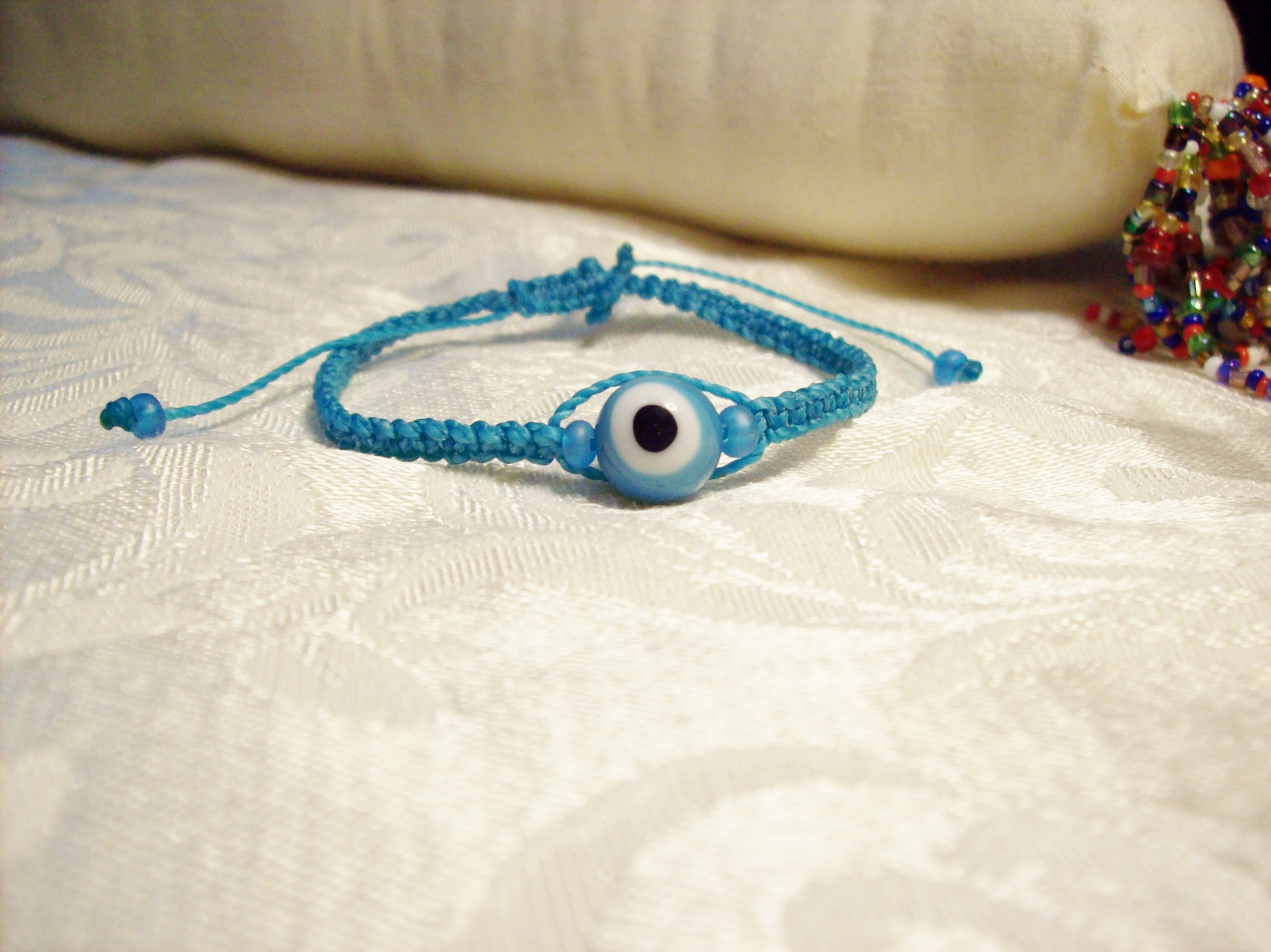 Light Blue Protective Eye Macramé Bracelet  