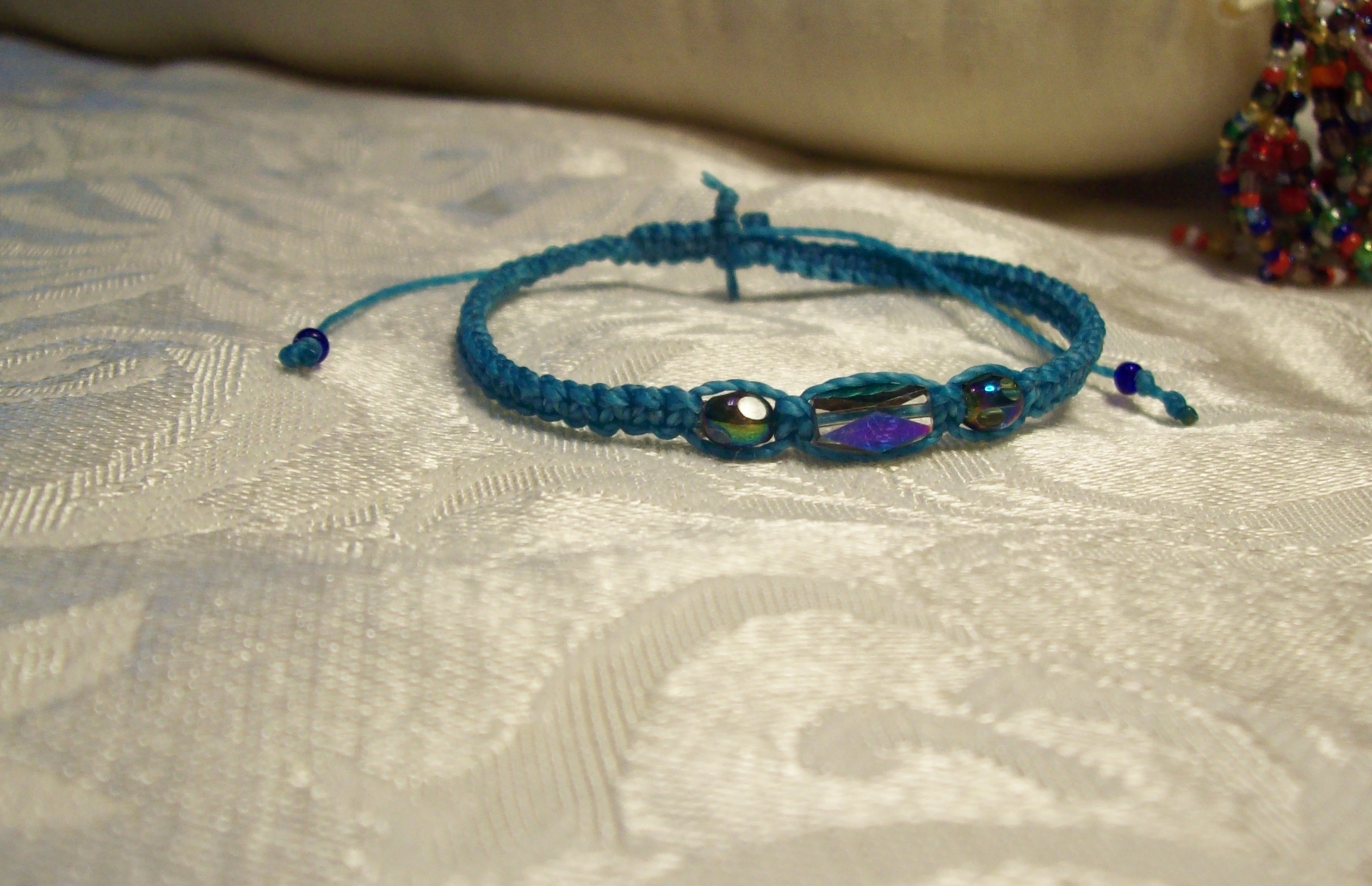 Blue Crystal Macramé Bracelet  