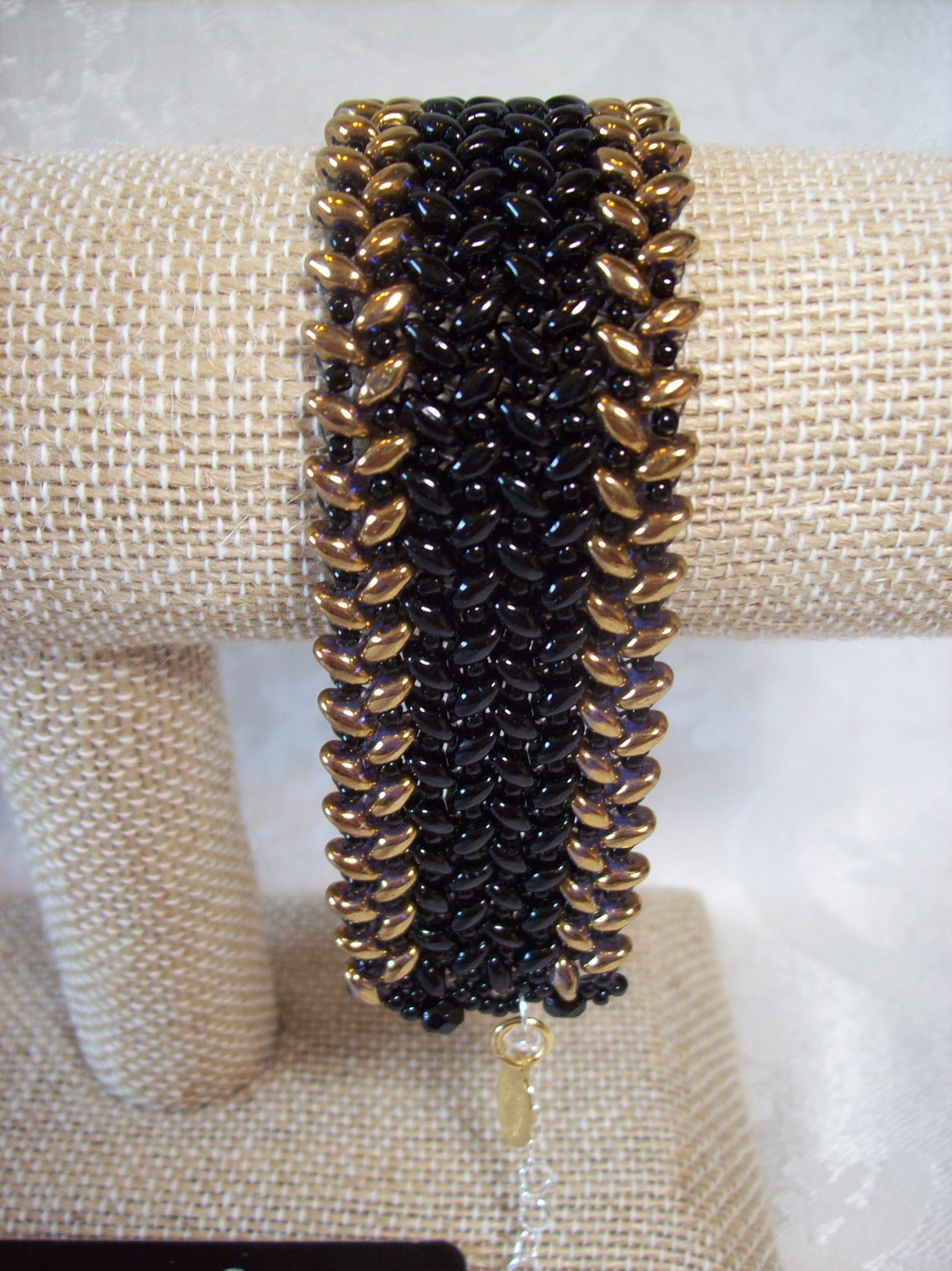 Black & Gold Herringbone Bracelet 