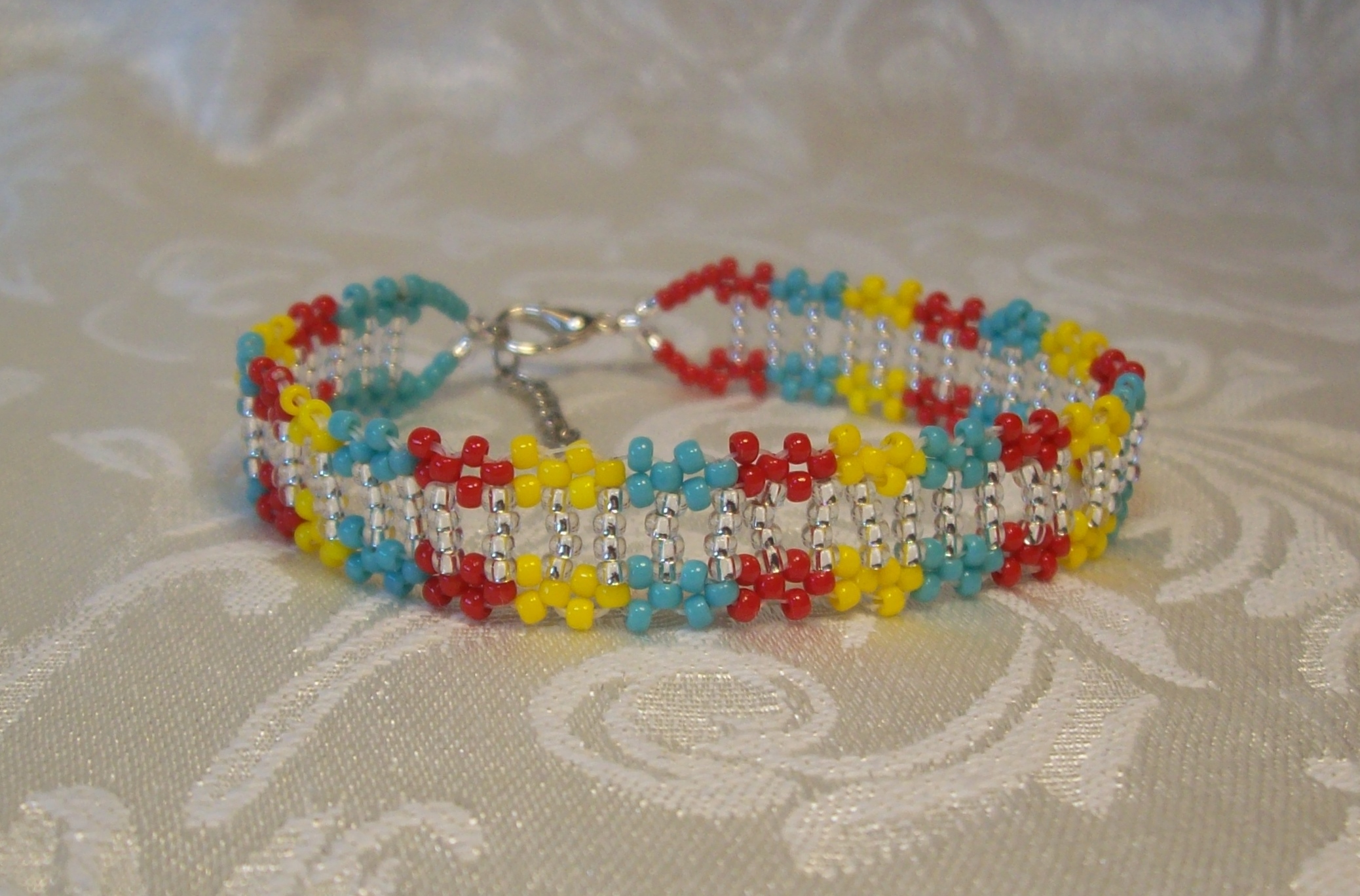 Red, Blue and Yellow Lace Bracelet