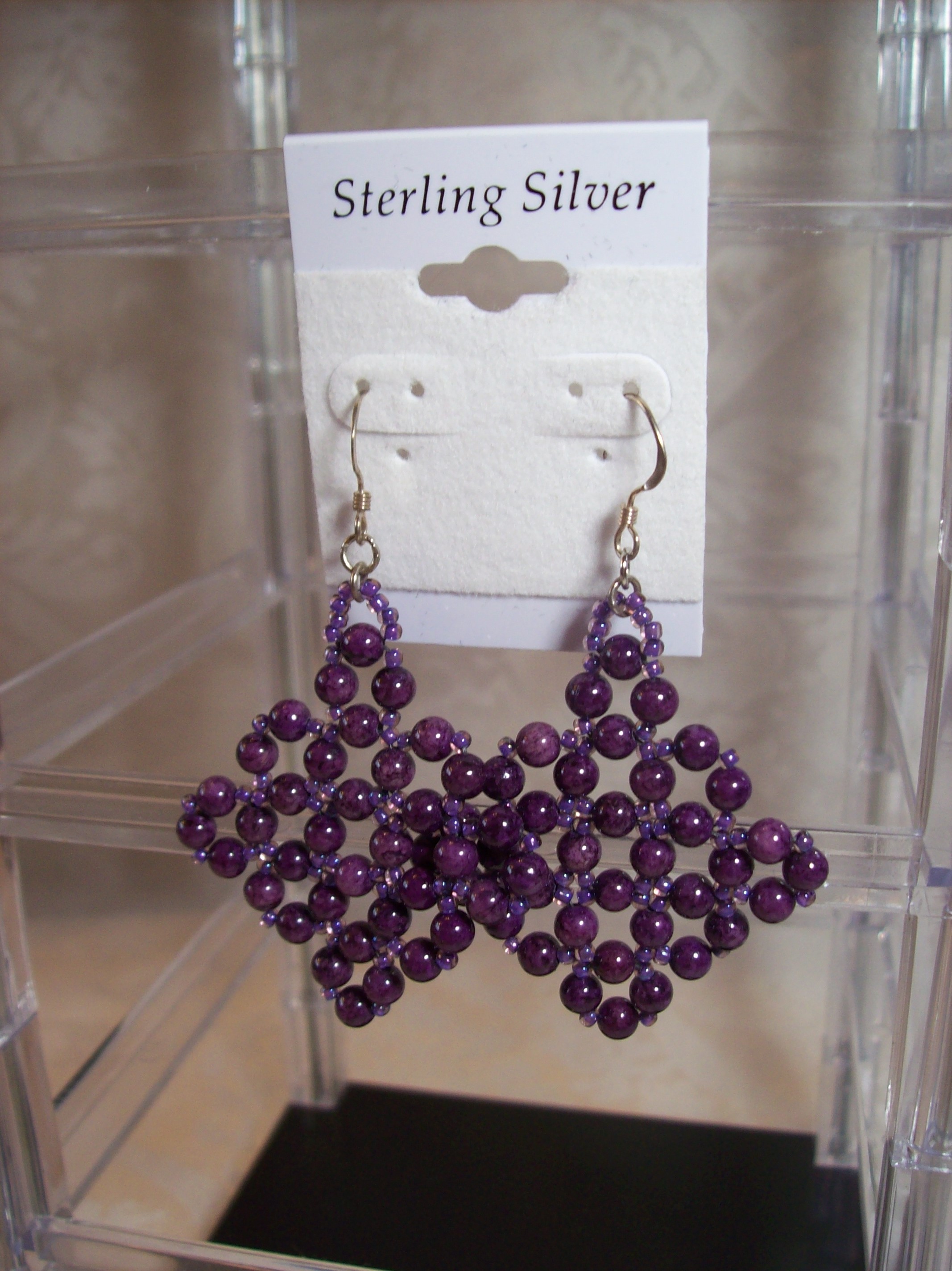 Purple Fossil Stone Earrings