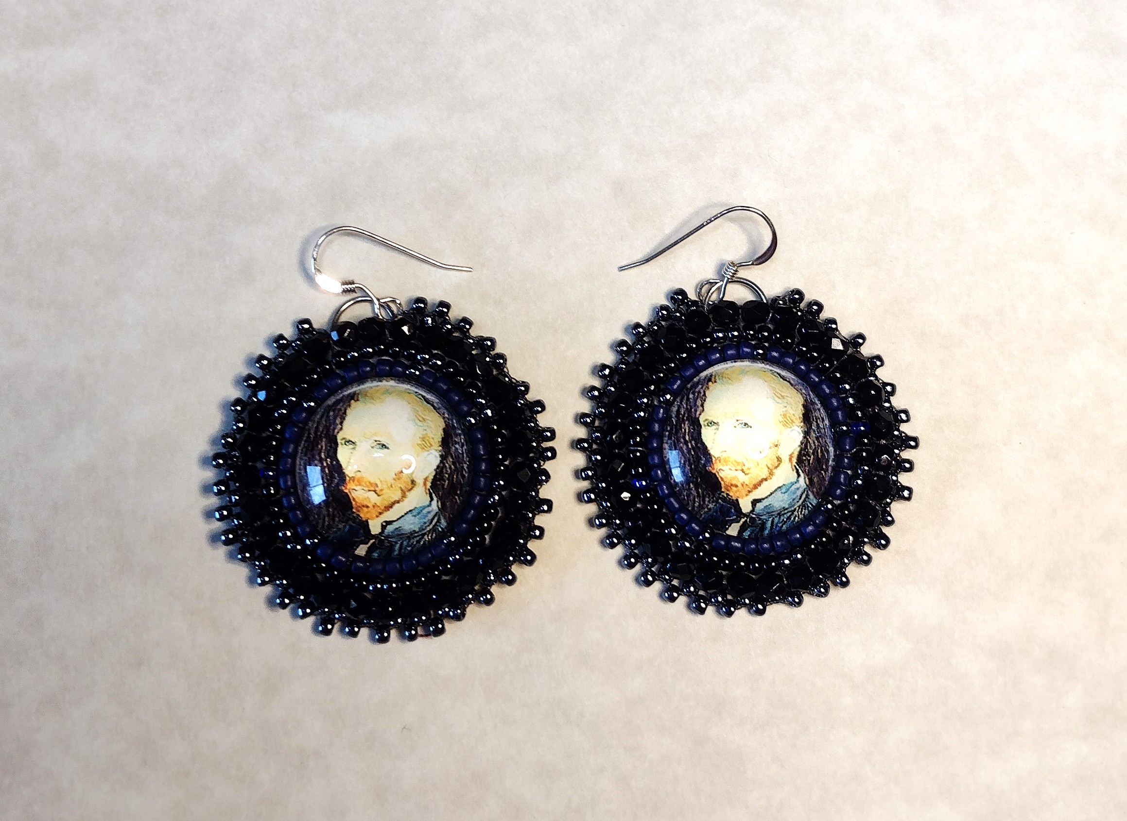 Van Gogh Bead Embroidery Earrings