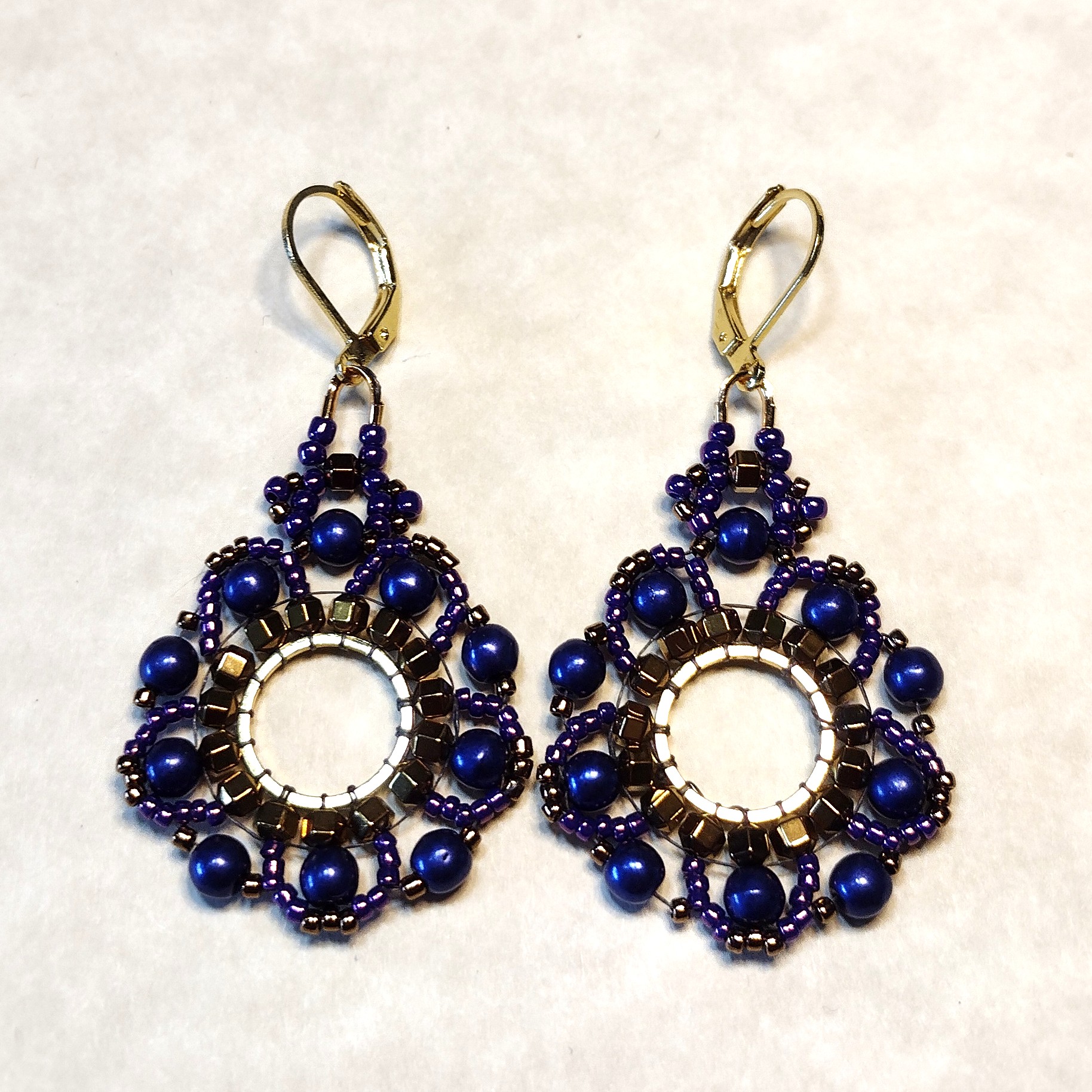 Midnight Blue Round Ring Earrings
