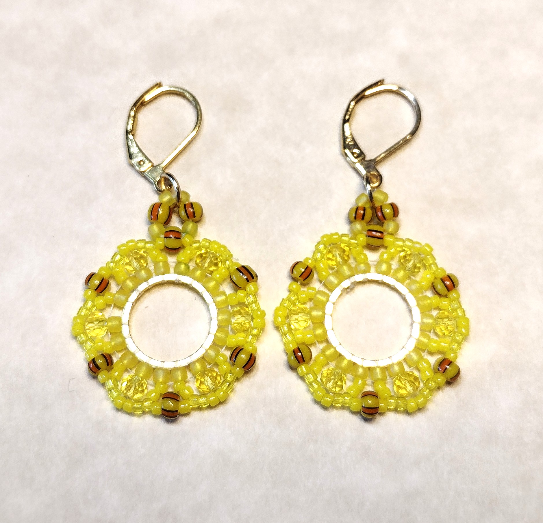 Yellow Round Ring Earrings