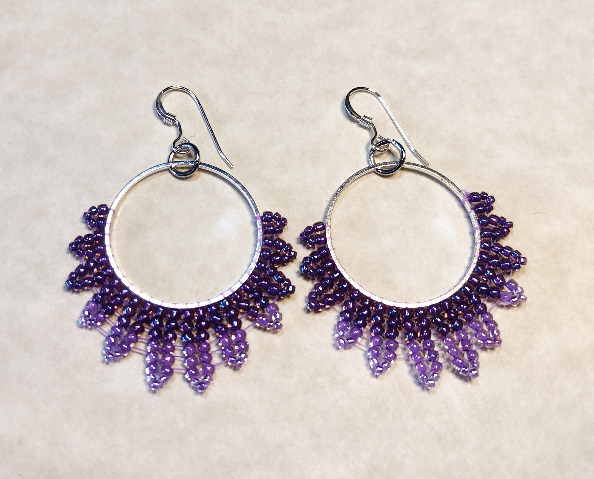 Purple Fan Earrings
