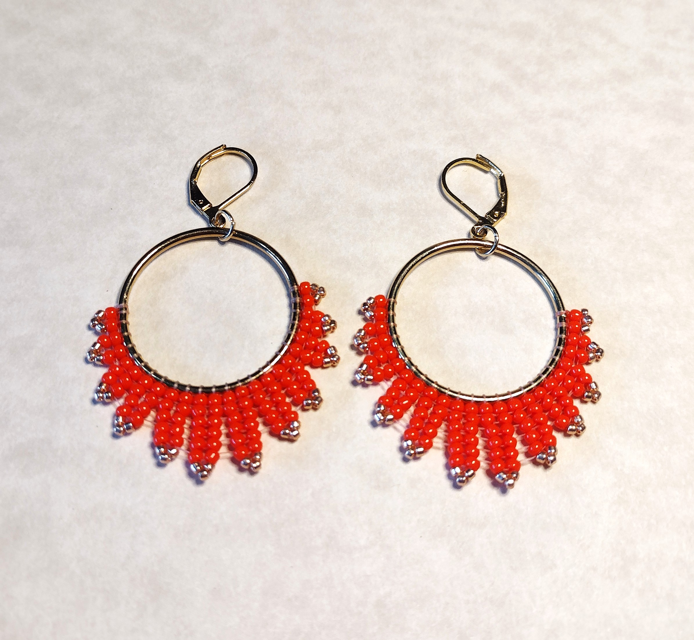 Orange Fan Earrings