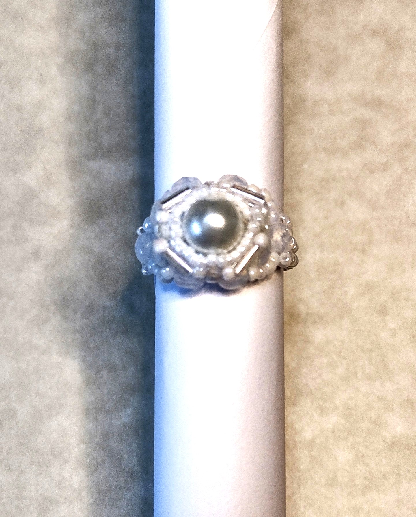  Beaded Glass Pearl Ring 