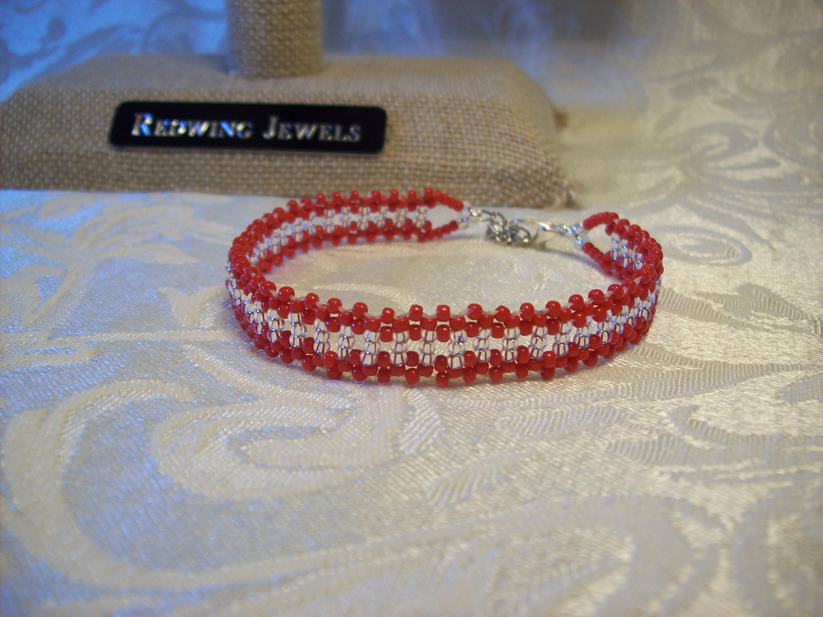  Red & Silver Lace Bracelet