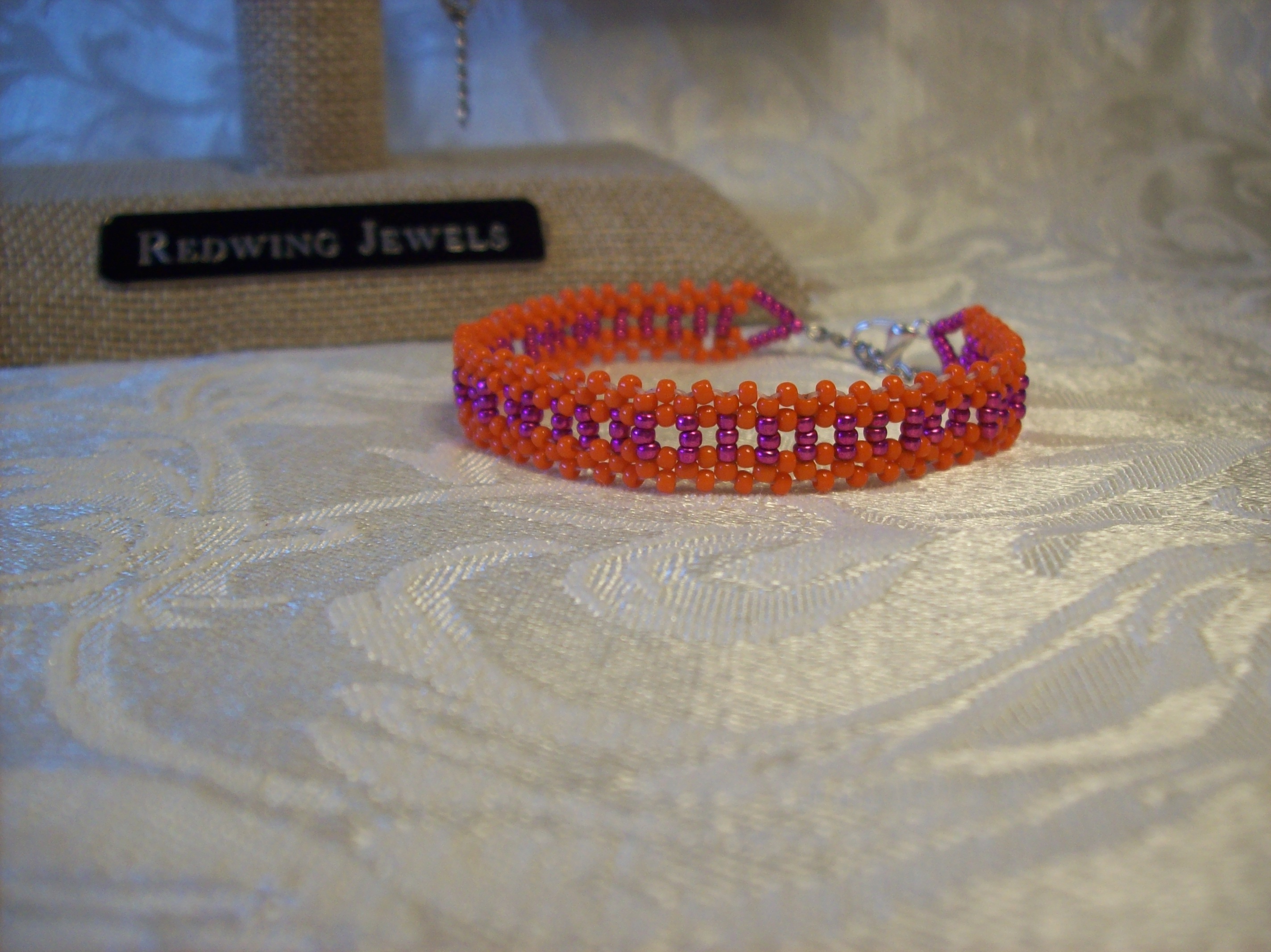 Orange & Hot Pink Lace Bracelet