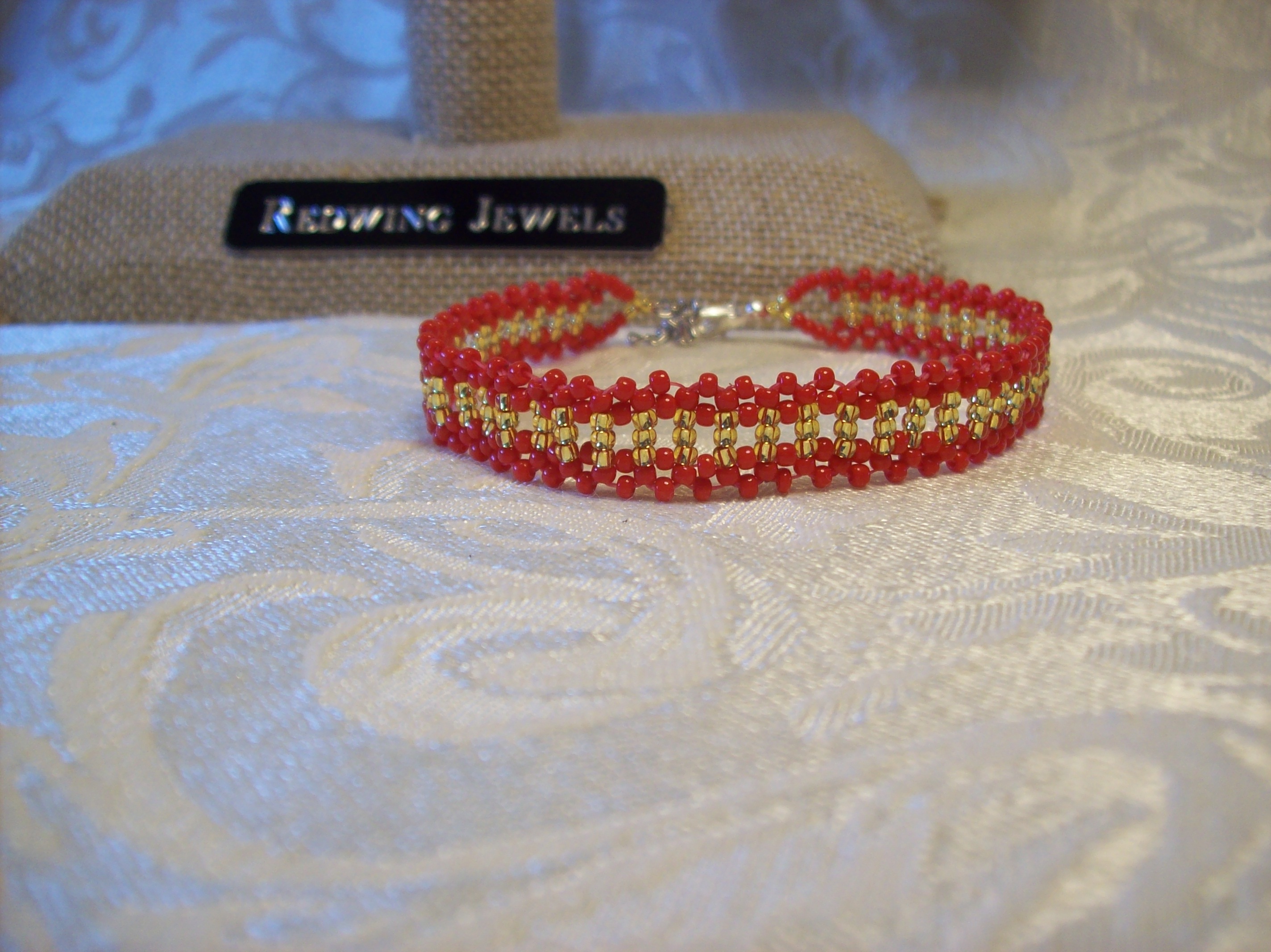 Red and Gold Lace Bracelet