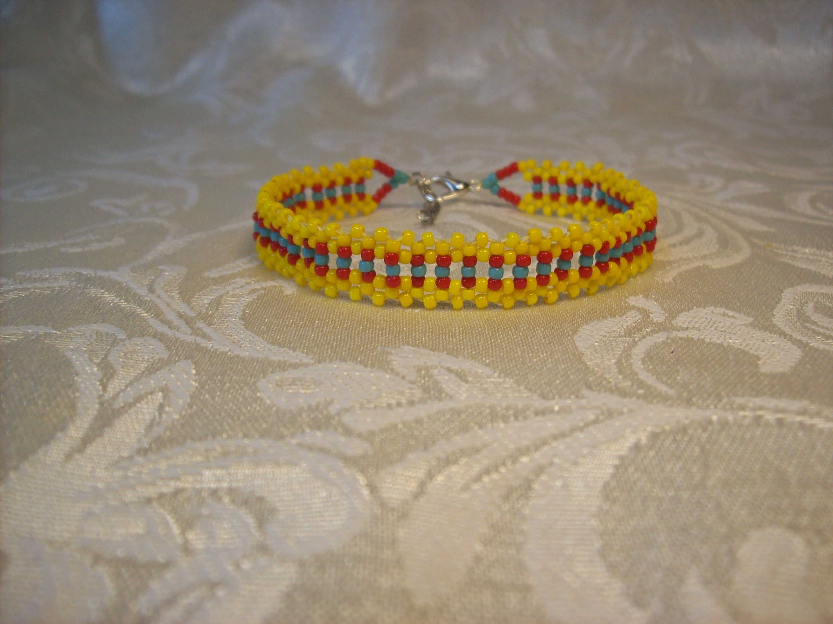 Yellow, Red, Blue Lace Bracelet