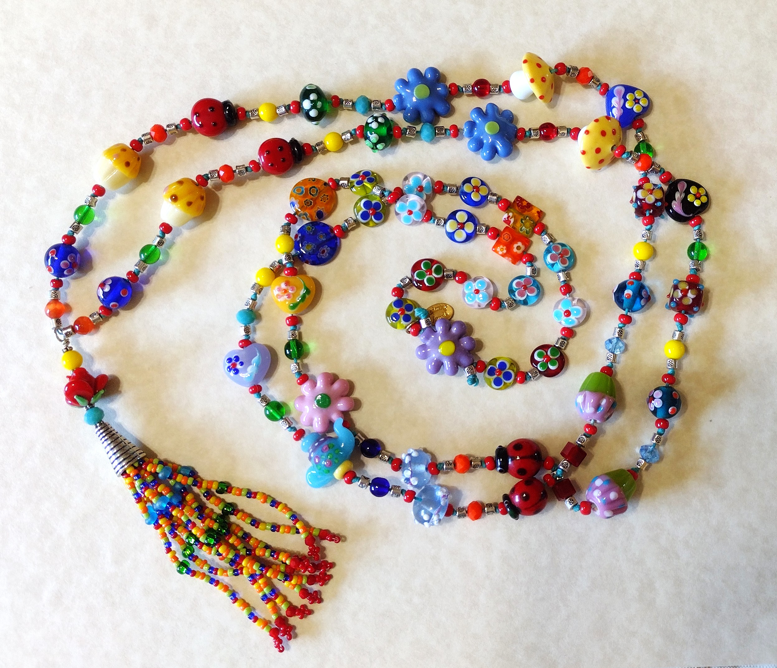 Knotted Lampwork Glass Necklace 