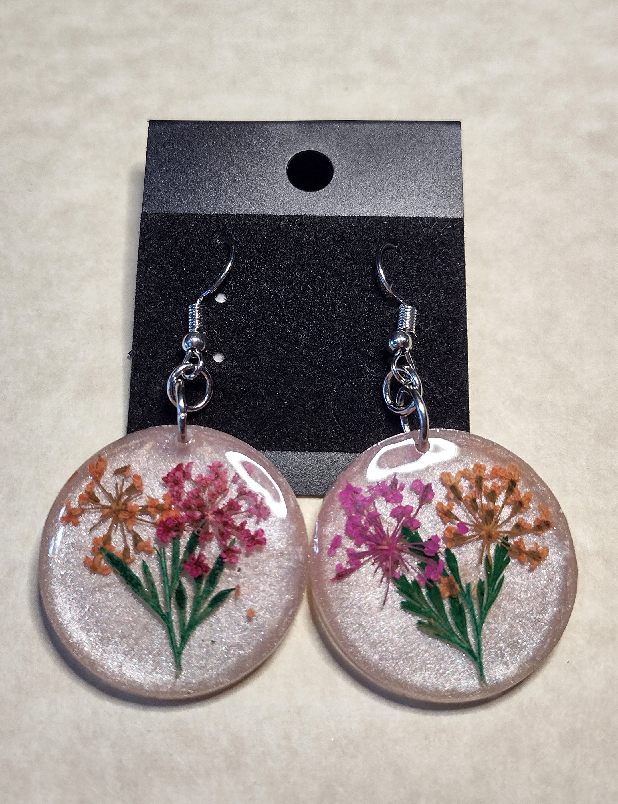 Resin Flower Round Earrings 