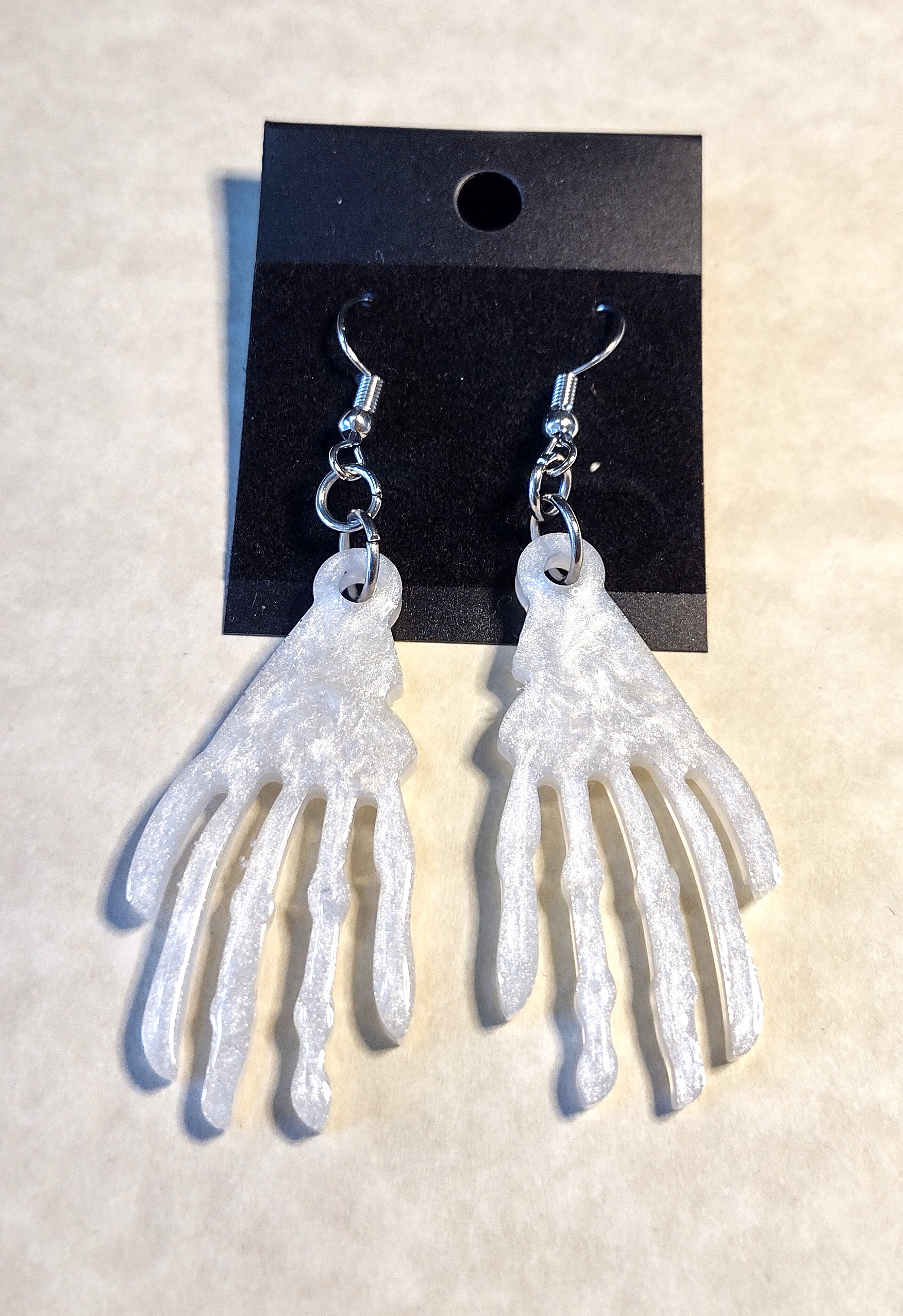 Resin Skeleton Hand Earrings