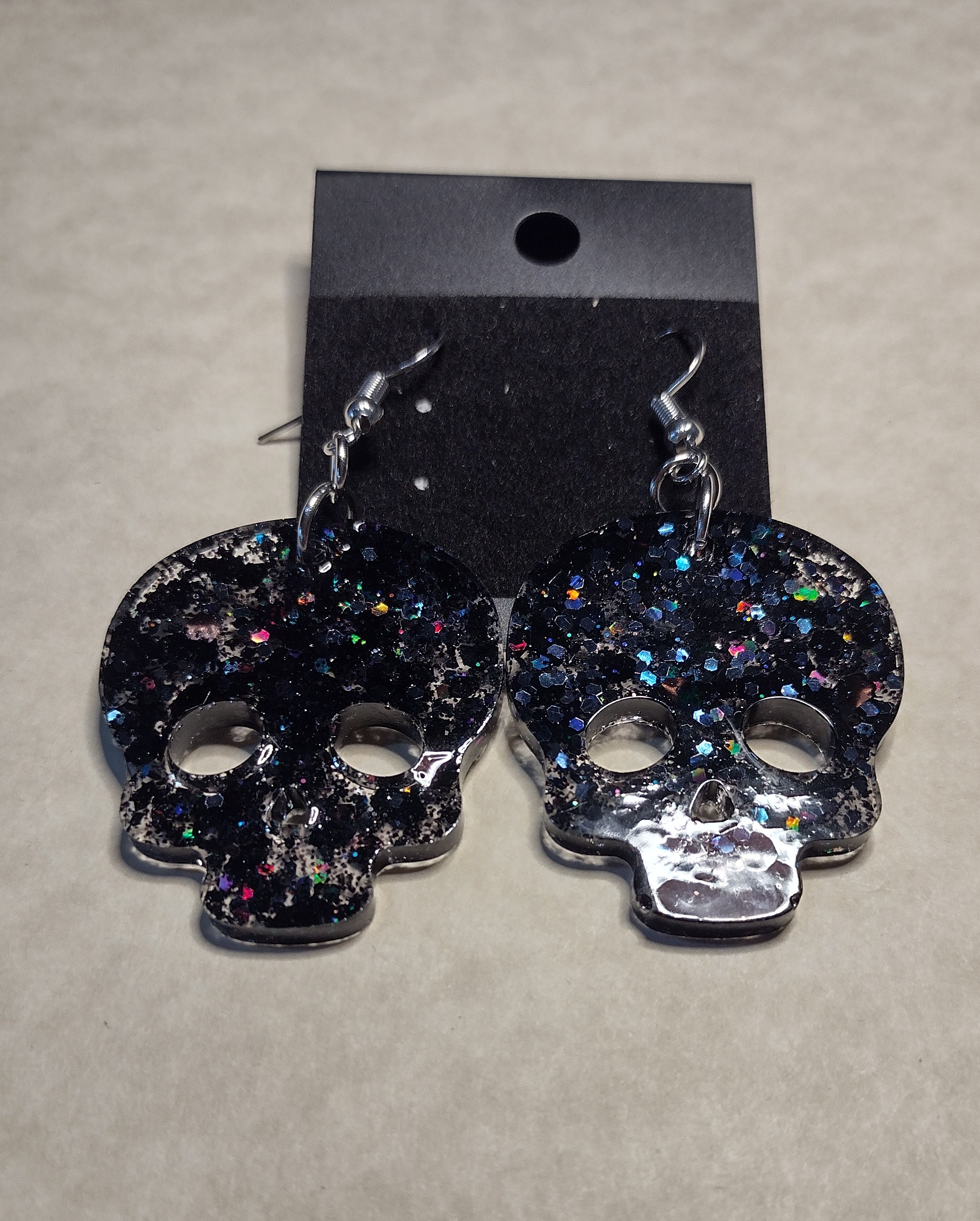 Resin Black Skull Earrings