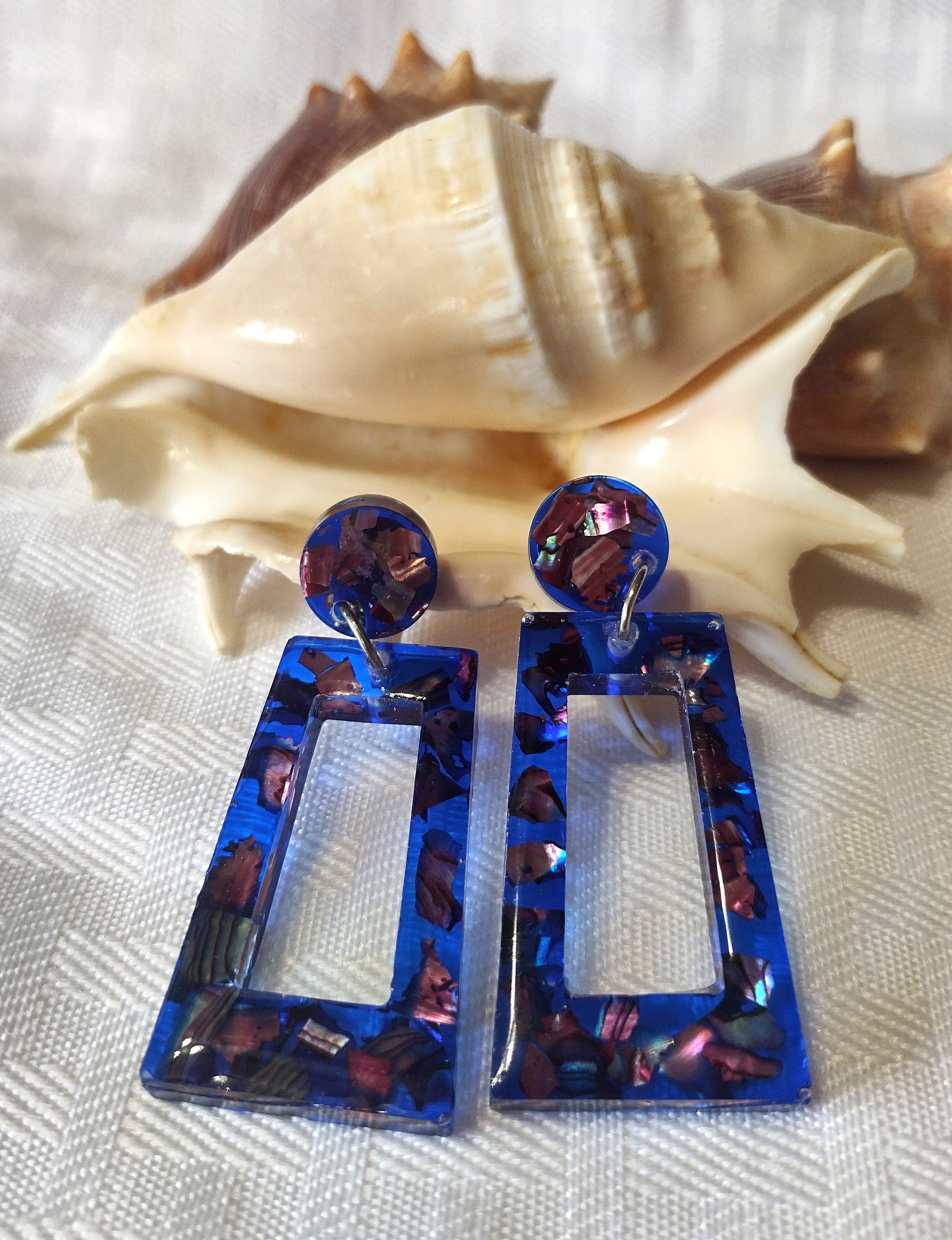 Pink Abalone Shell Post Earrings 