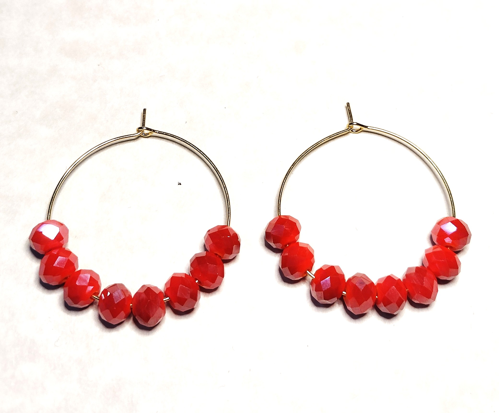Orange Crystal Hoop Earrings