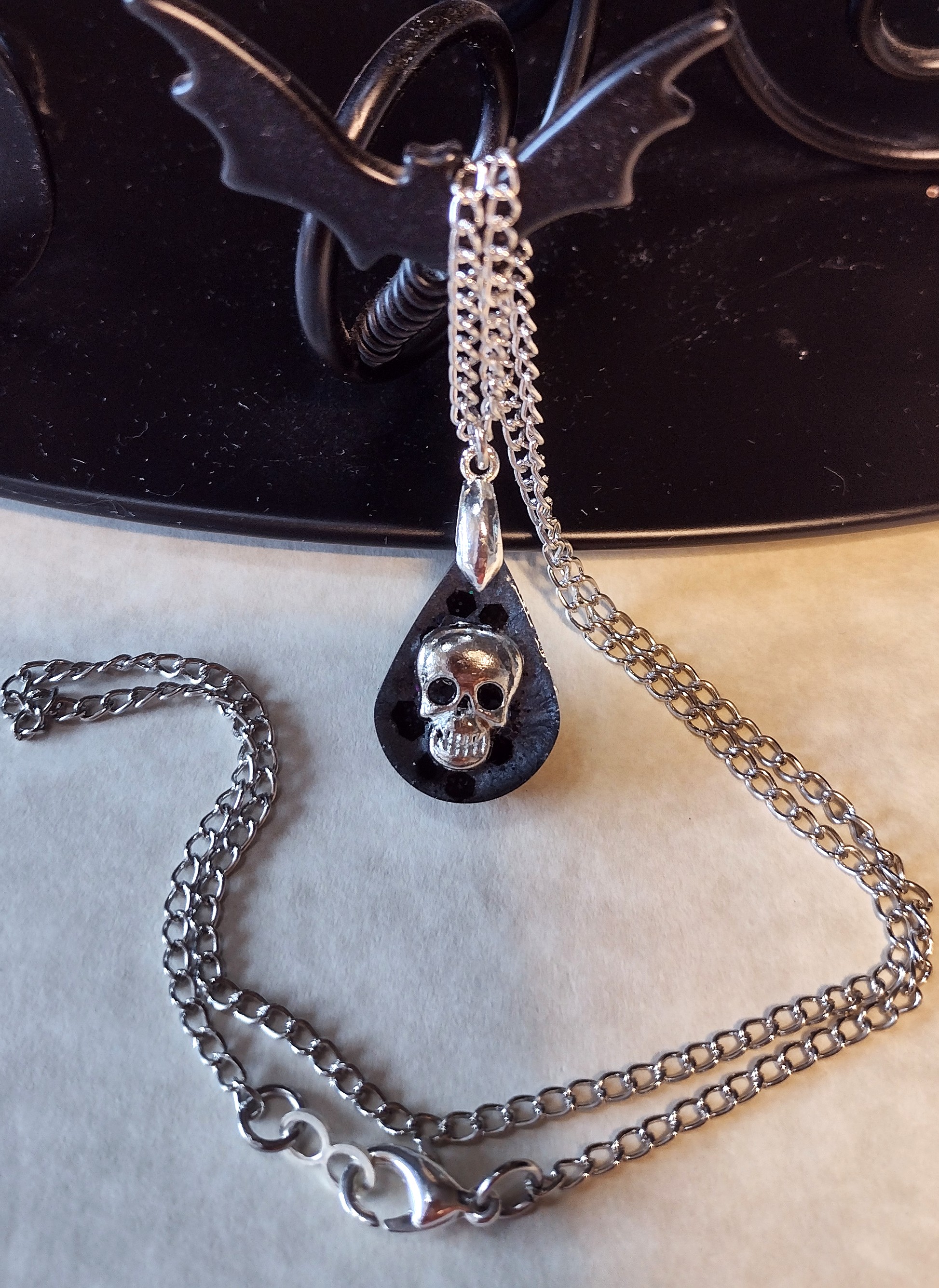 Teardrop Skull Resin Necklace