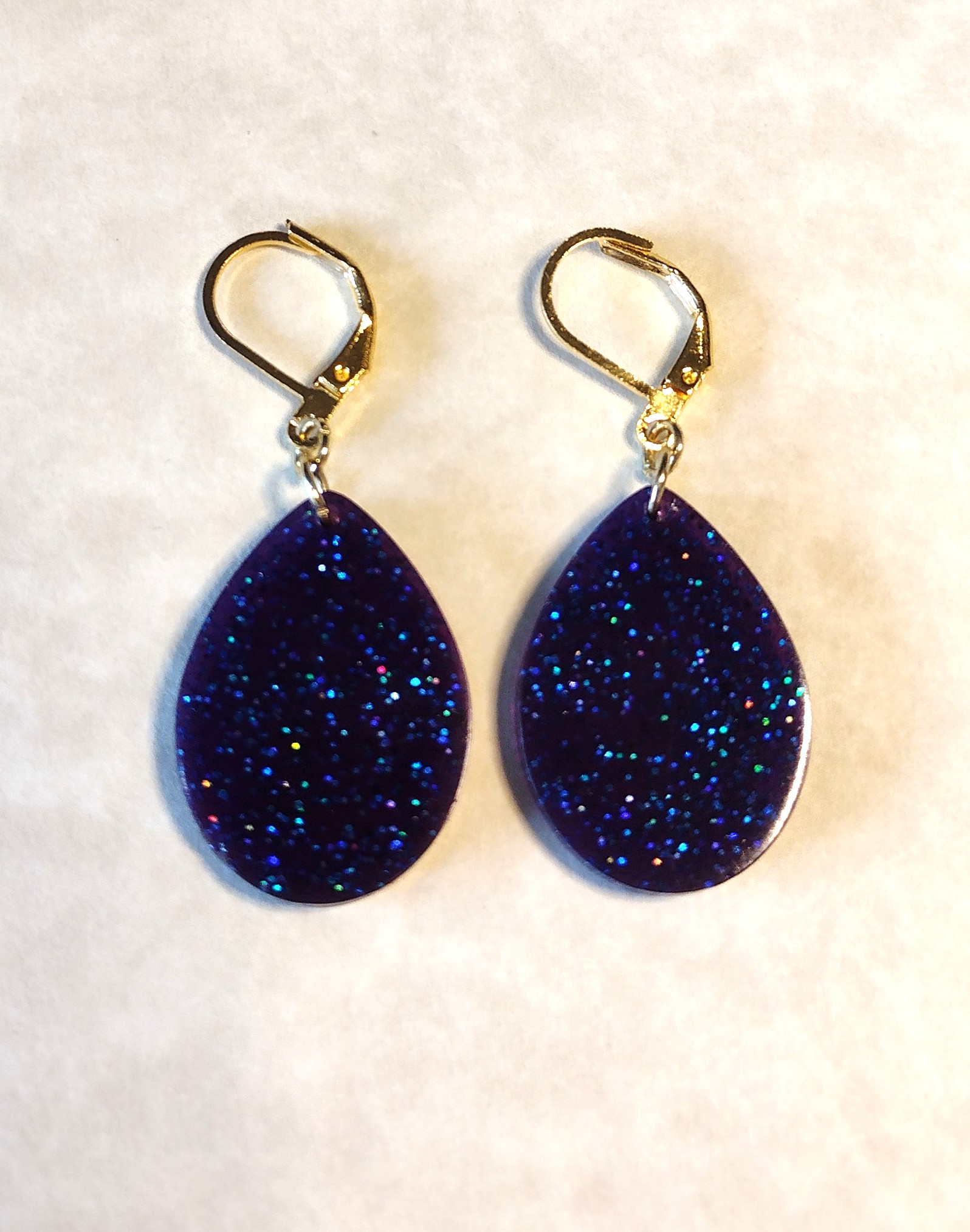 Purple Sparkle Resin Earrings