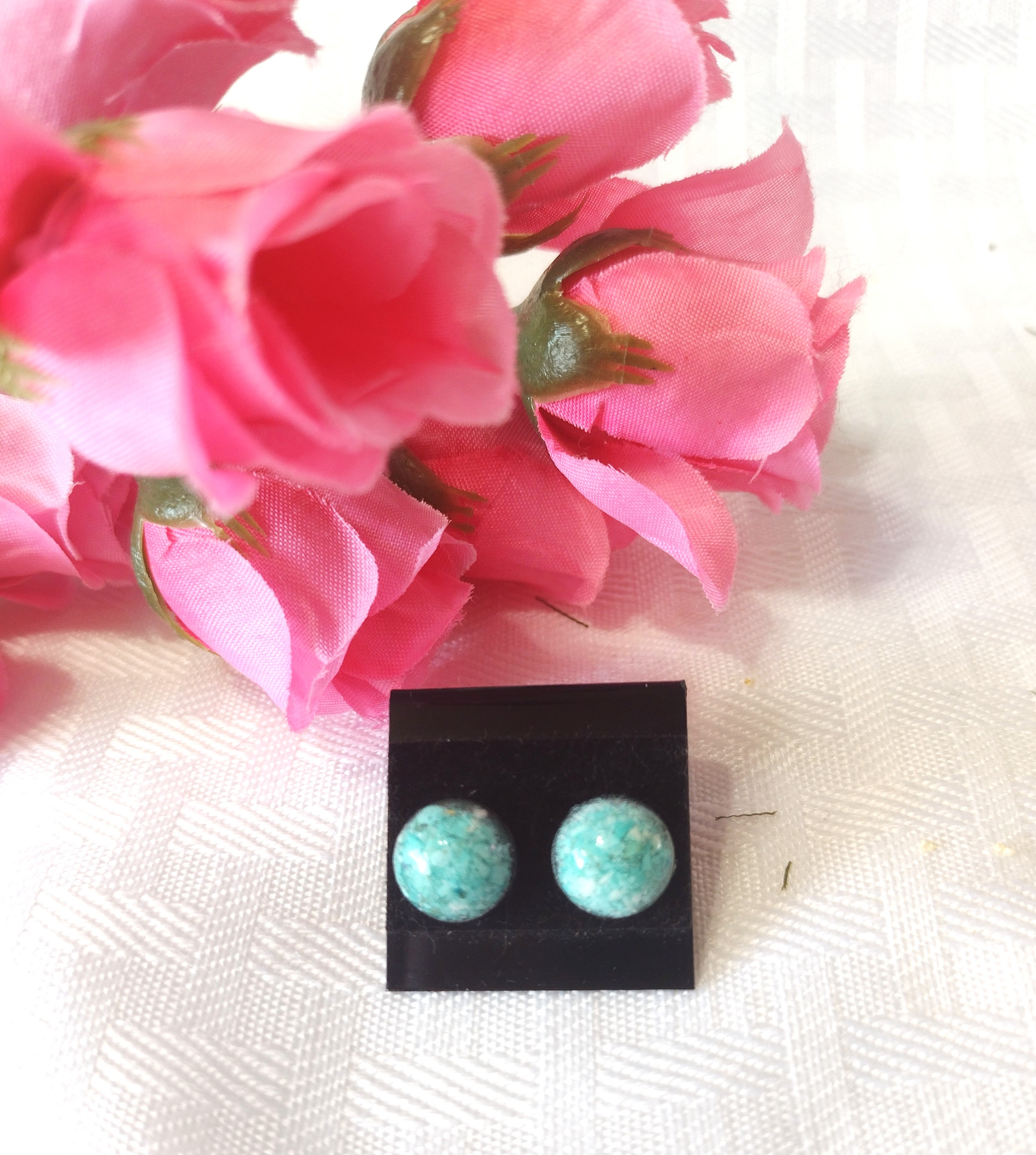 Turquoise set in Resin Post Earrings 