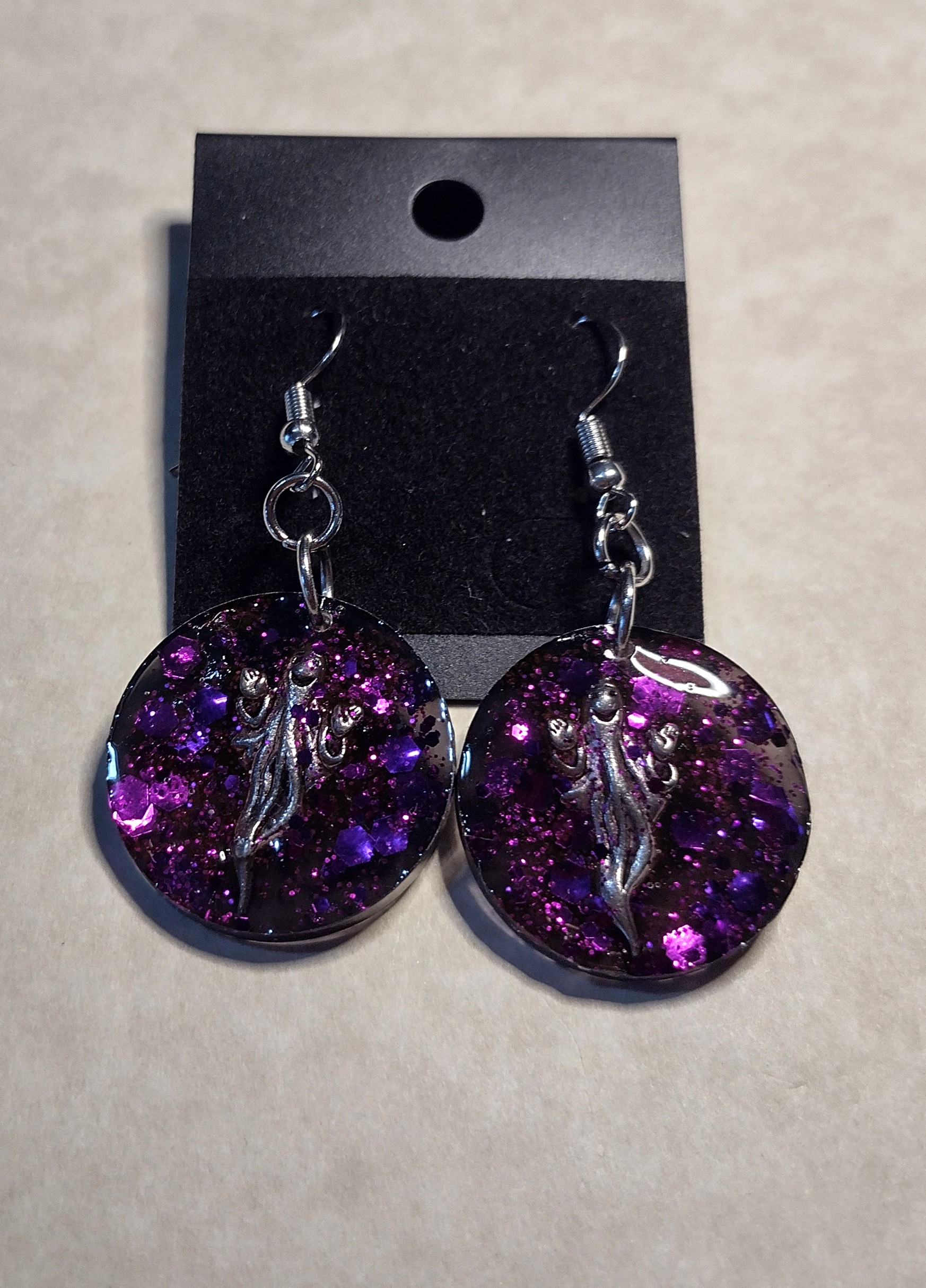 Resin Round Ghost Earrings 