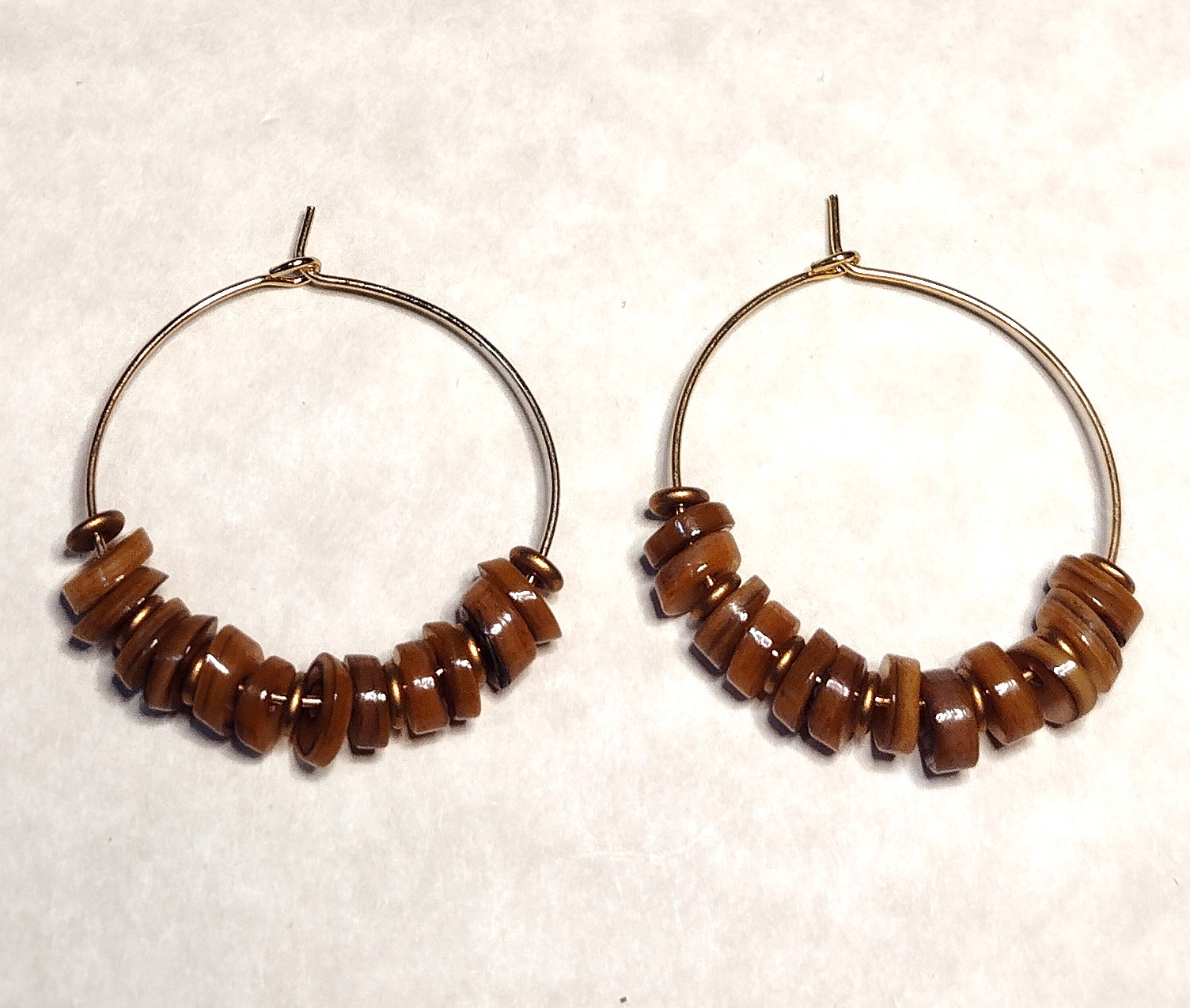 Brown Clam Shell Hoop Earrings
