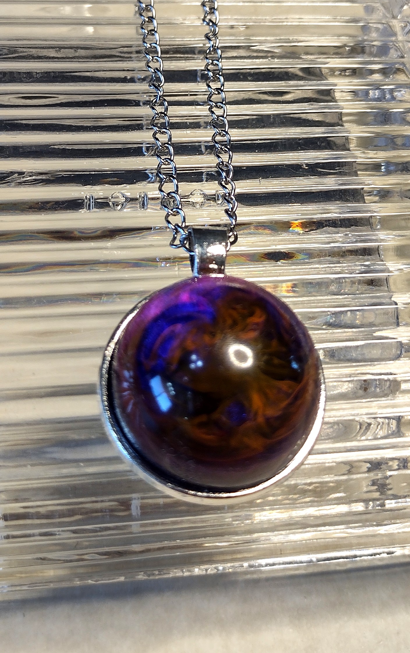   Blue Nebula Resin Pendant Necklace