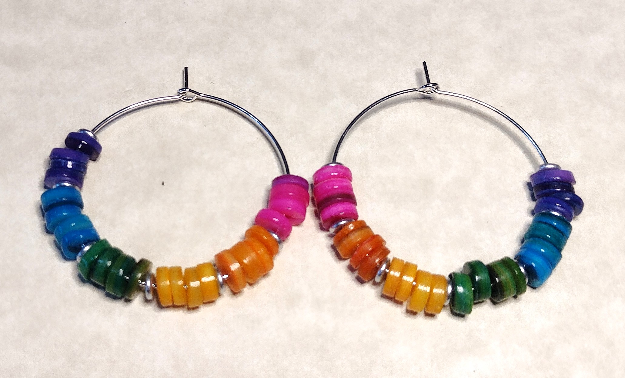 Multi-colored Clam Shell Hoop Earrings